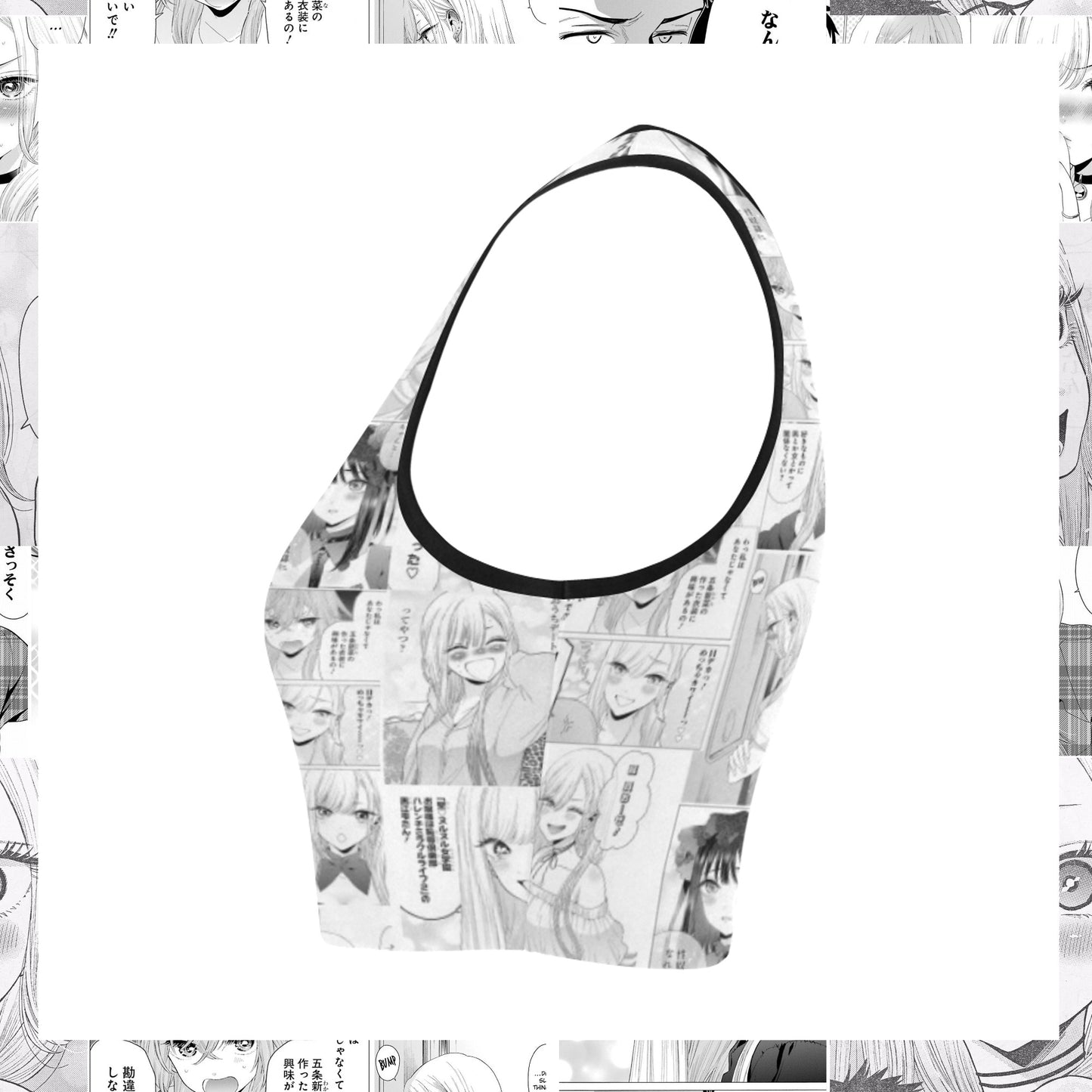 Anime Manga Harajuku Kawaii clothing crop top displayed on a white background