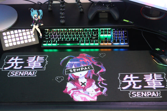 Black and Purple desk mat perfect for kawaii-themed workspaces or gaming setups