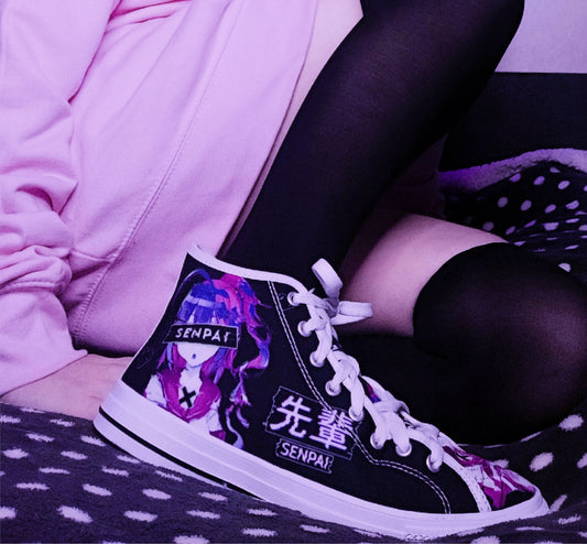 Black Harajuku shoes with Japanese design