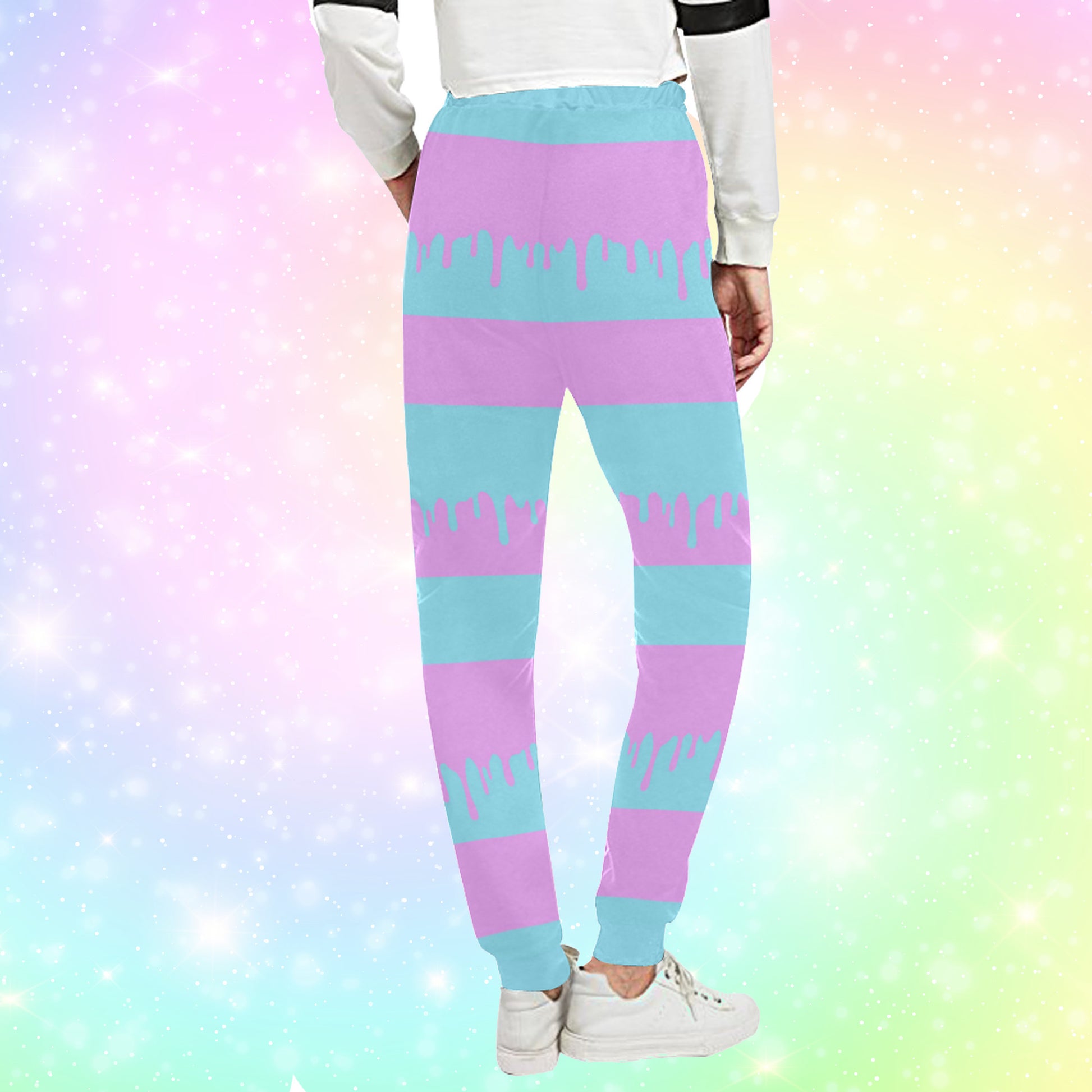 Kawaii Pastel Unisex Cute and Creepy Jogger pants on pastel background 