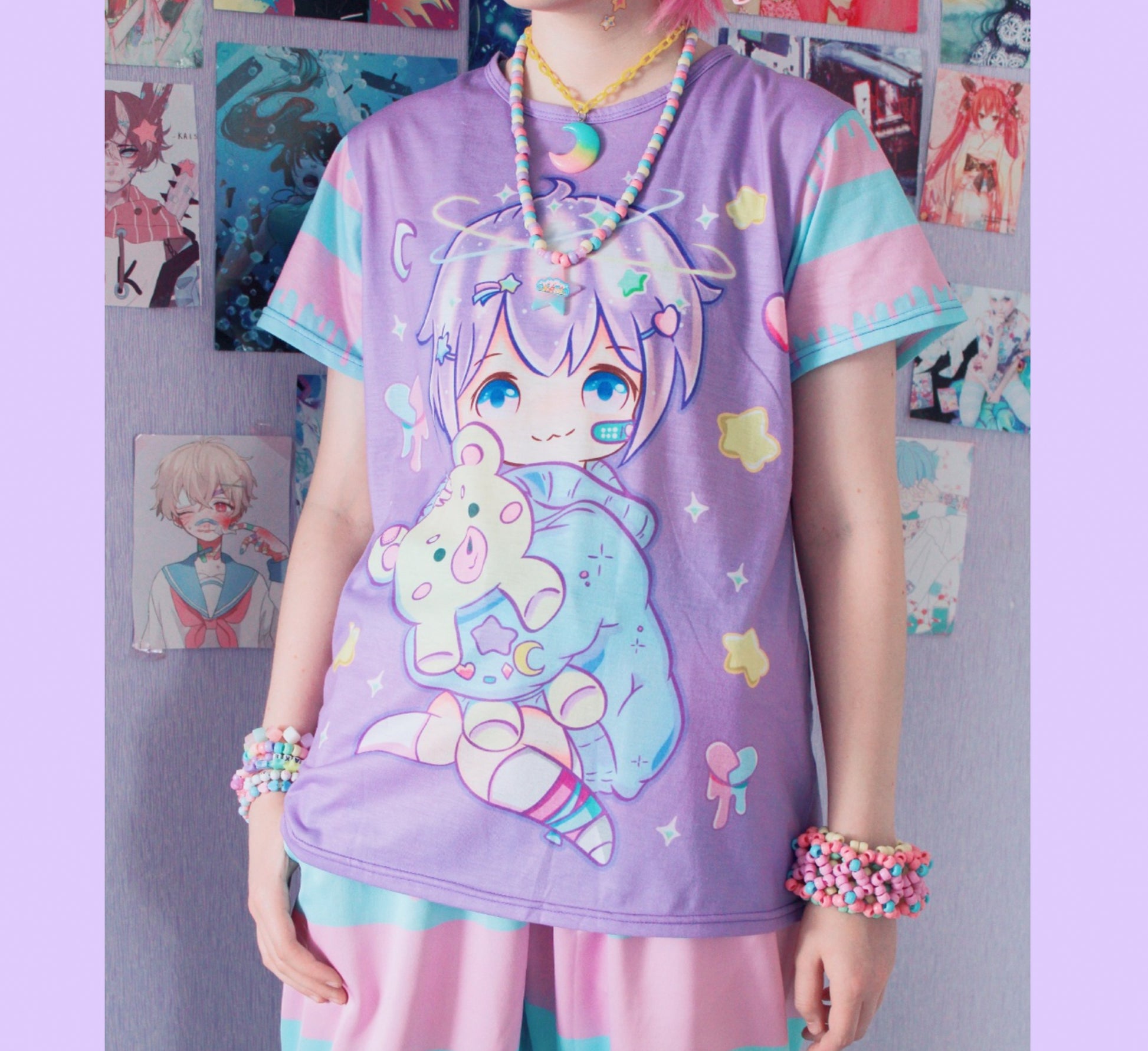 Youthful model wearing Enchanted Chibi Fairy Kei t-shirt