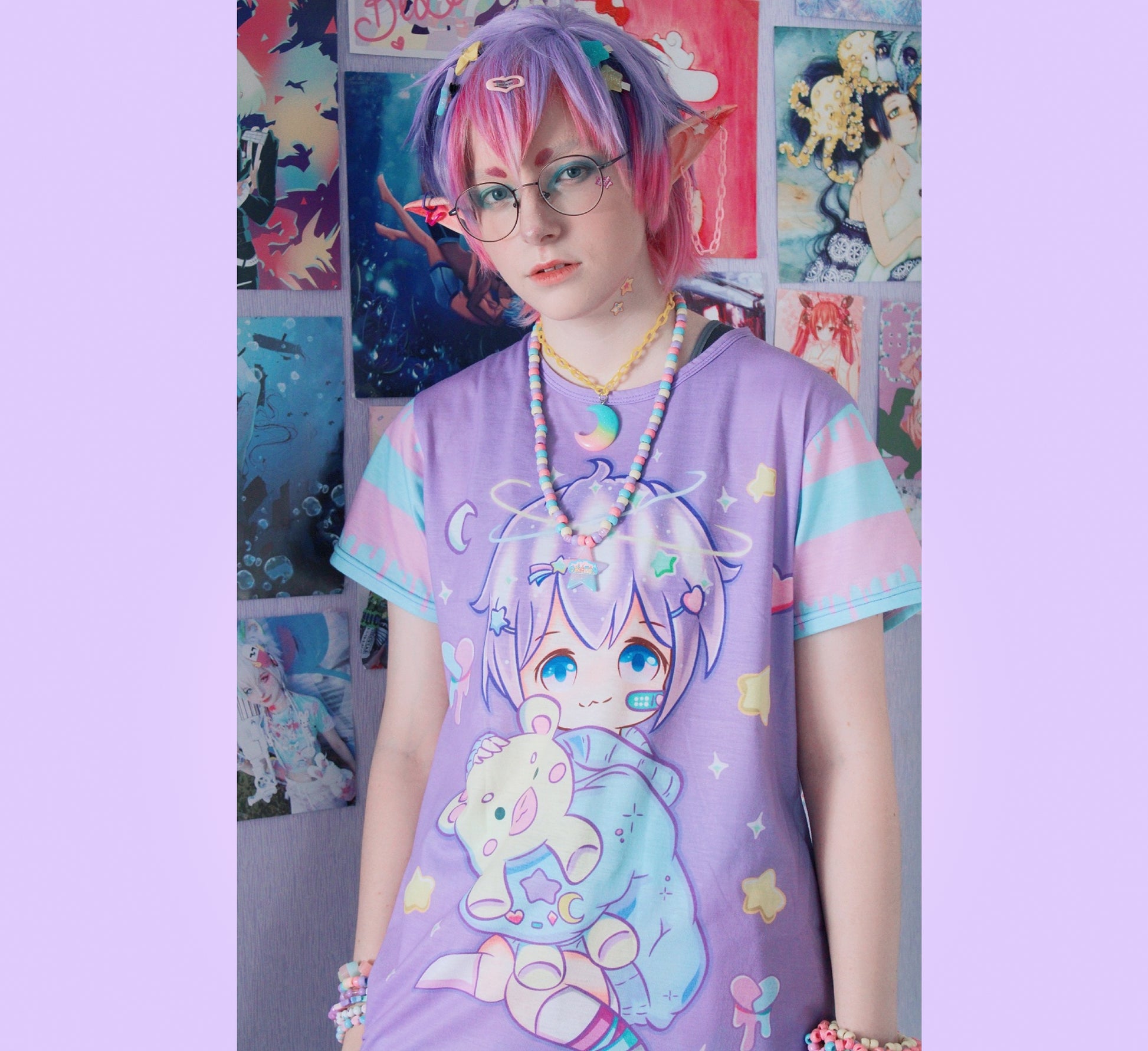 Youthful model wearing Enchanted Chibi Fairy Kei t-shirt