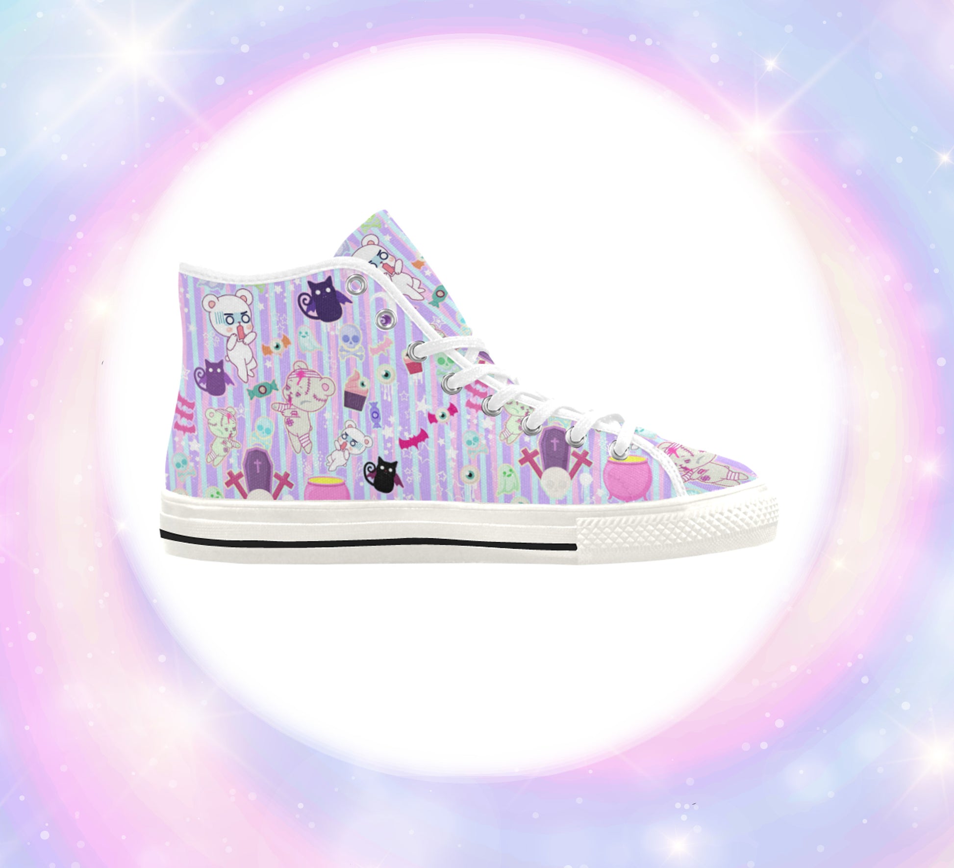 Halloween Yami Kawaii shoes displayed on a white background