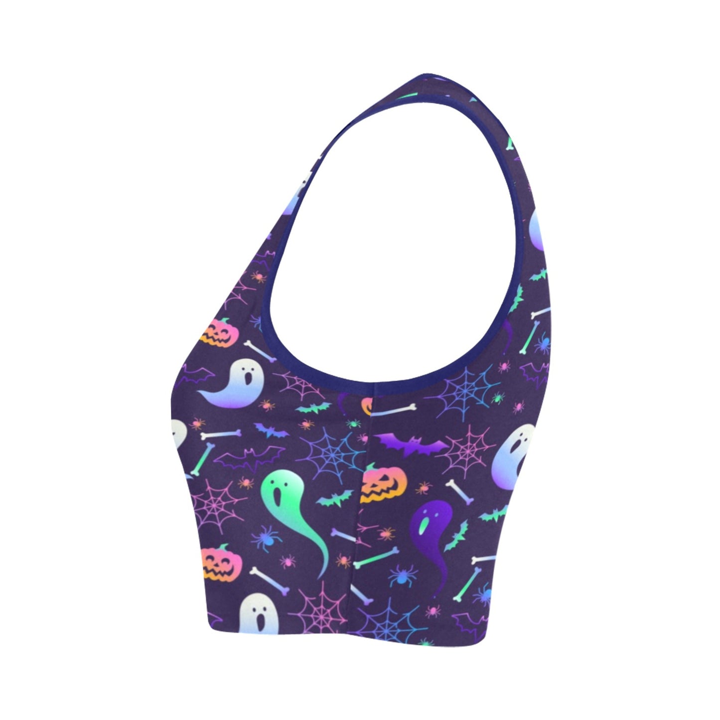 Cute Halloween ghost crop top displayed on clean white background.