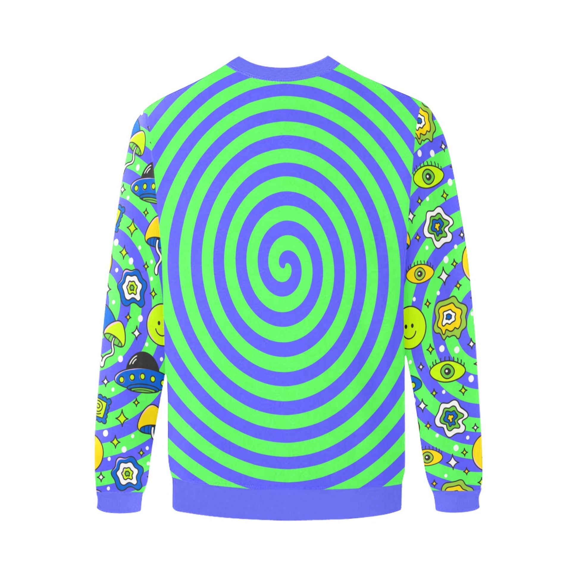 back of Harajuku Kidcore Alien sweatshirt displayed on clean white background