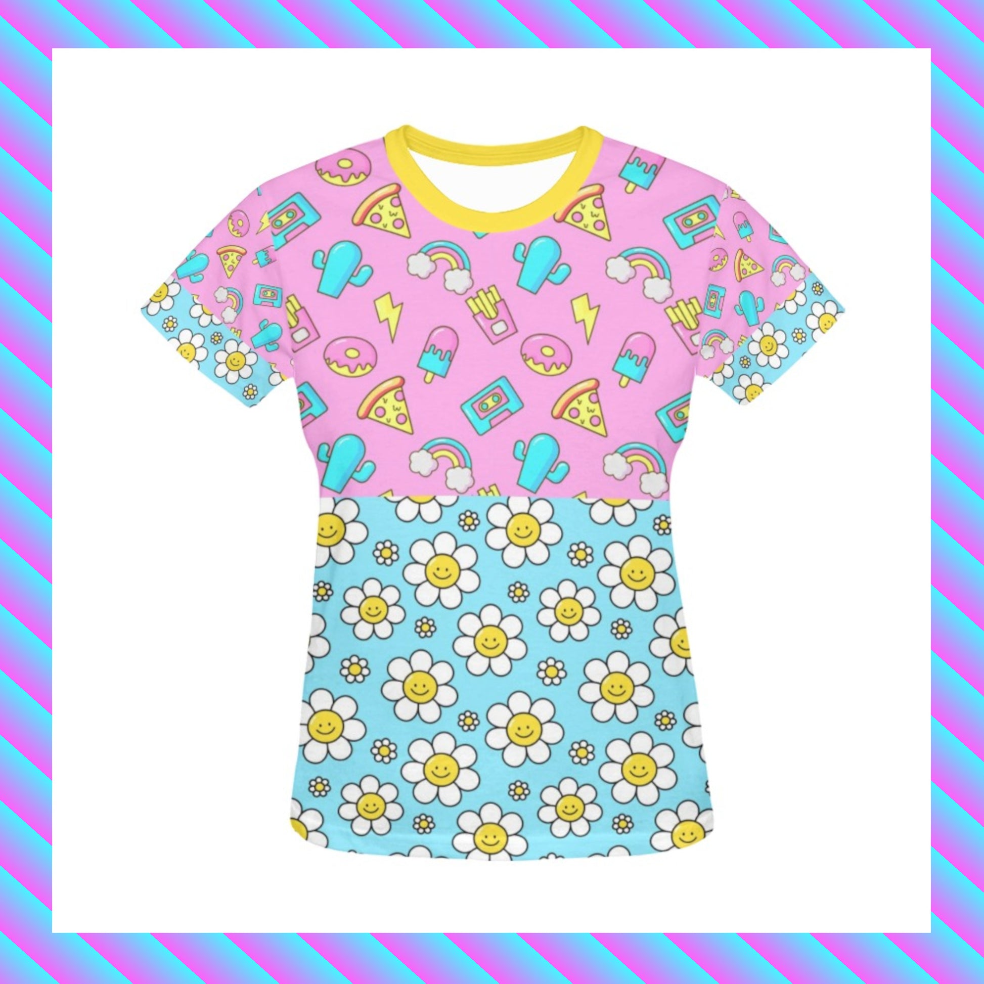 Harajuku Kidcore daisy t-shirt displayed on clean white background