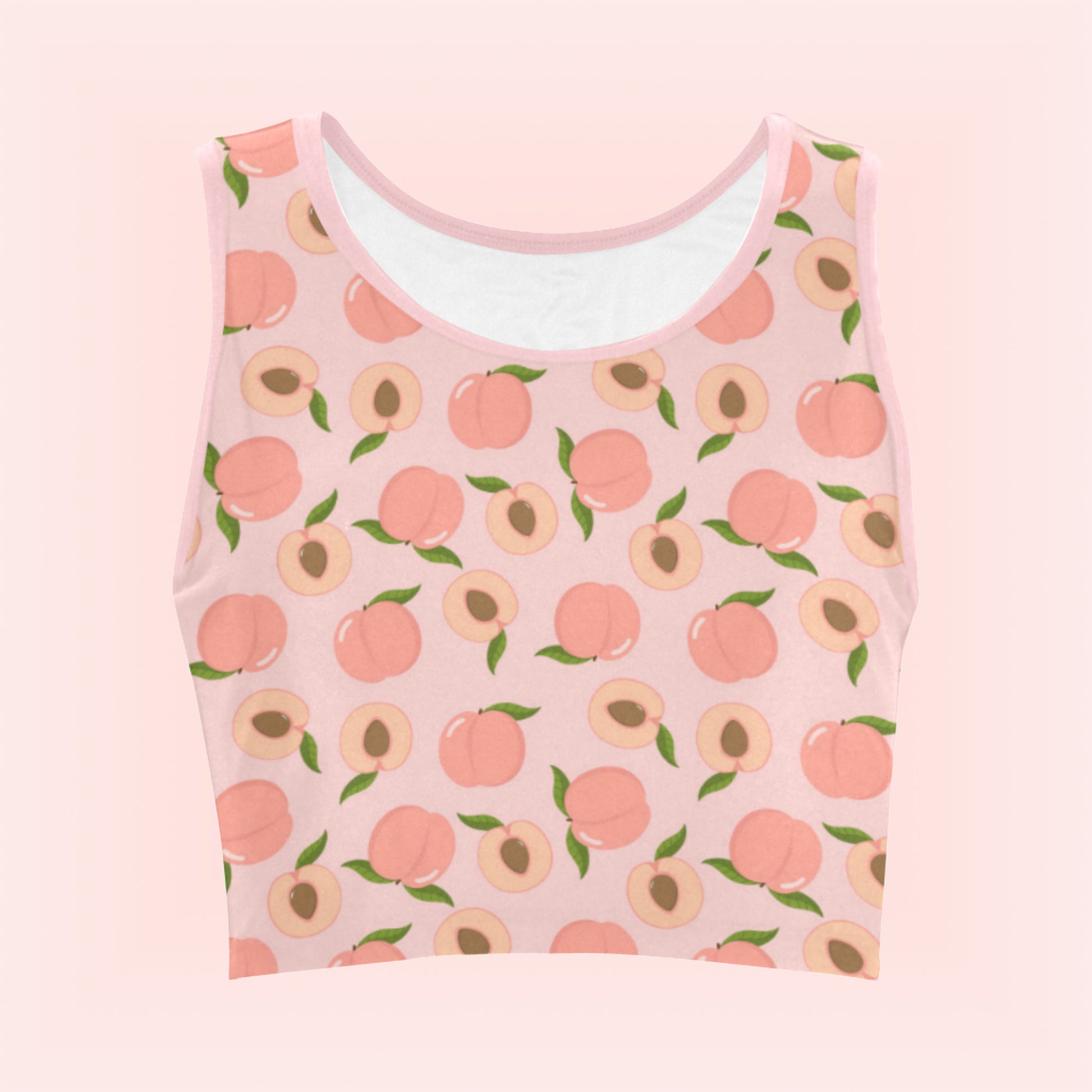 peach pink croptop displayed on  coloured background