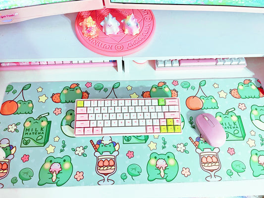 Cute and colorful desk mat perfect for kawaii-themed workspaces or gaming setups