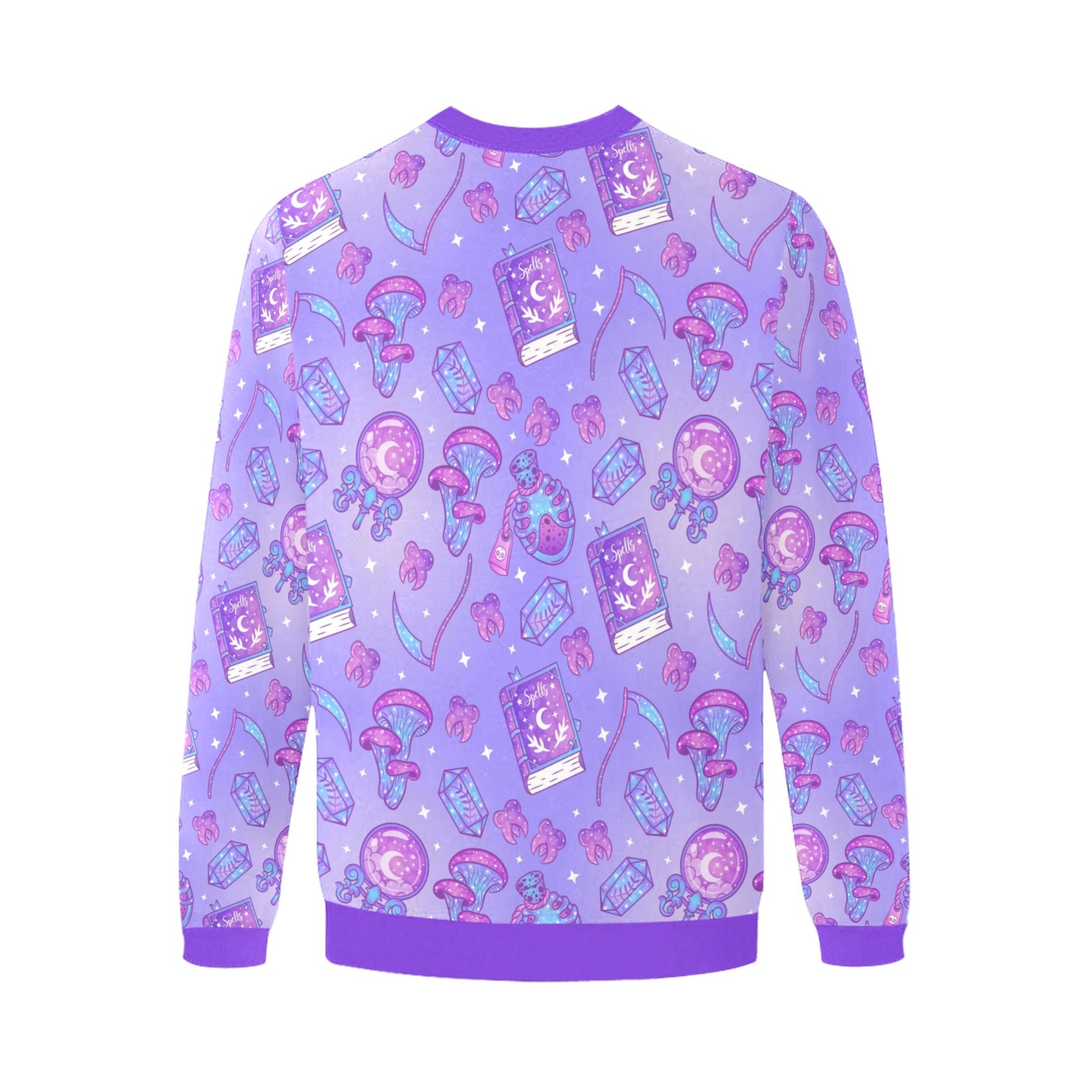 Kawaii Goth sweatshirt with witch design on white background.