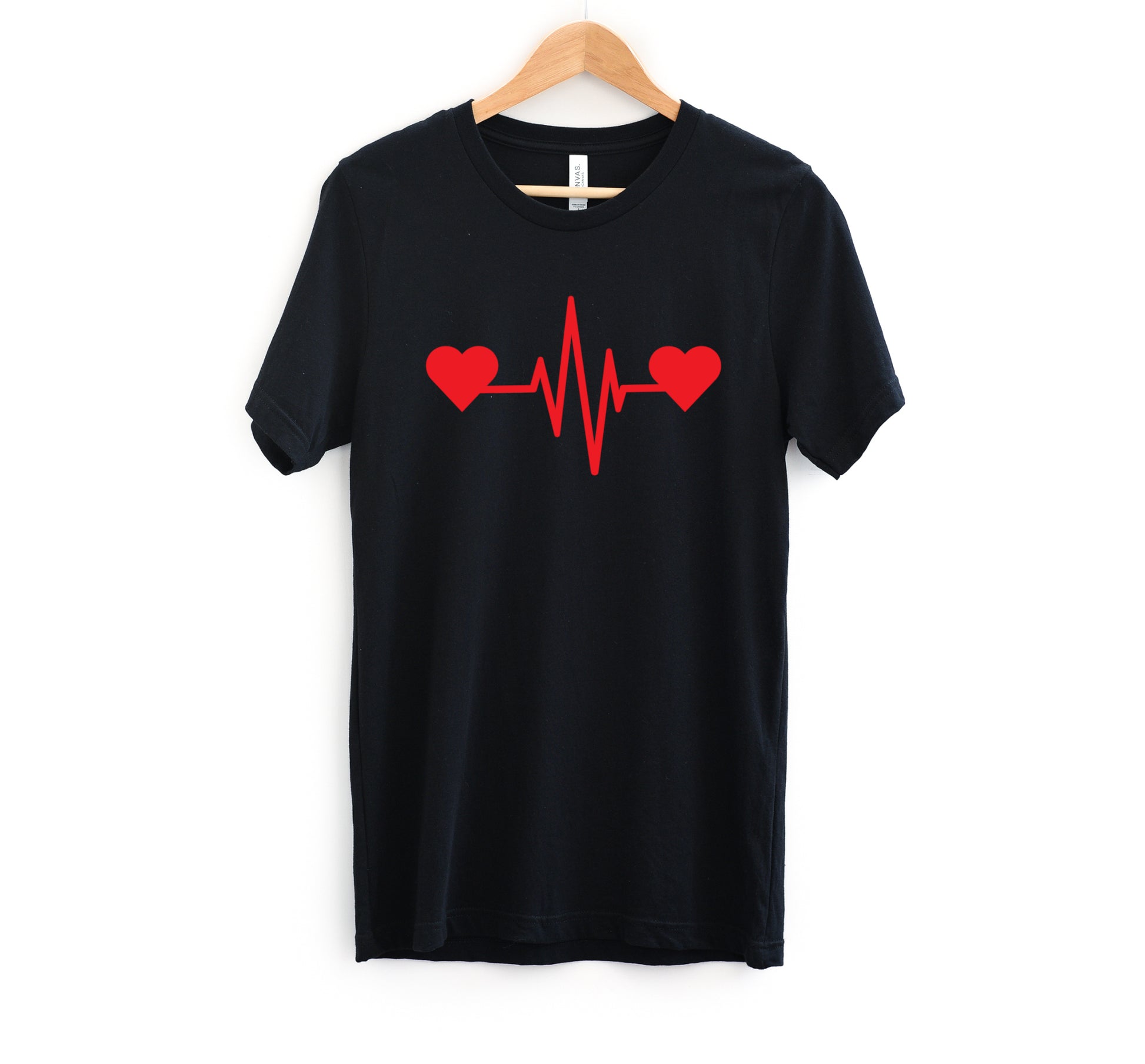 Kawaii_Menhera Kei Cute Cardio  Black T-shirt displayed on clean white background.