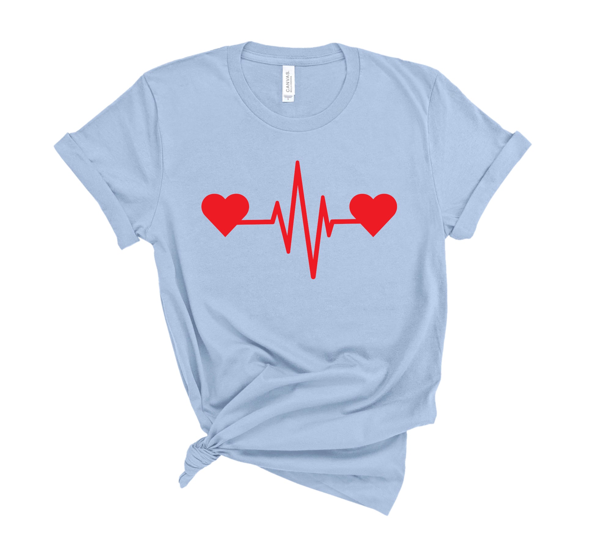 Kawaii_Menhera Kei Cute Cardio  Blue T-shirt displayed on clean white background.