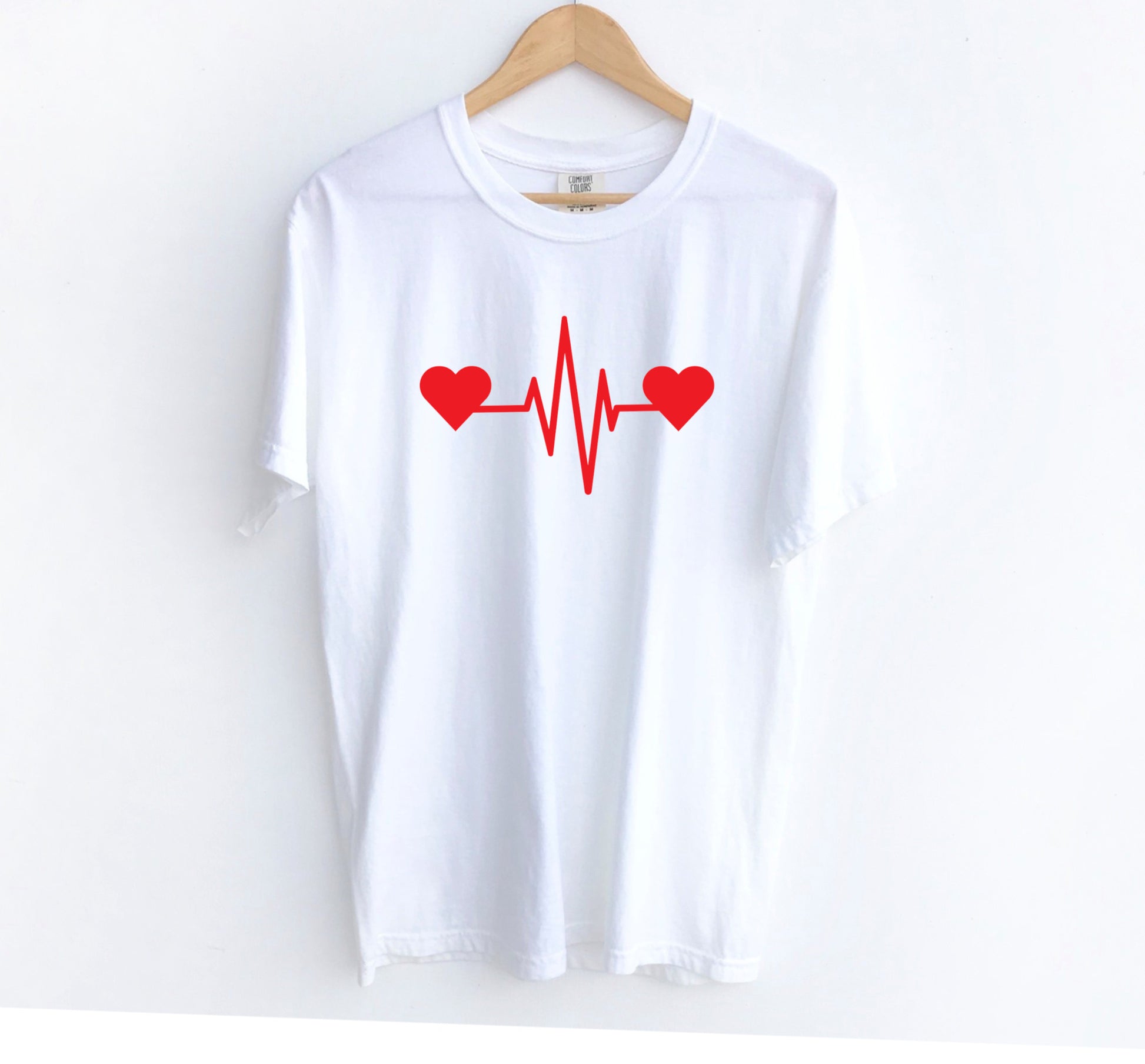 Kawaii_Menhera Kei Cute Cardio White T-shirt displayed on clean white background.