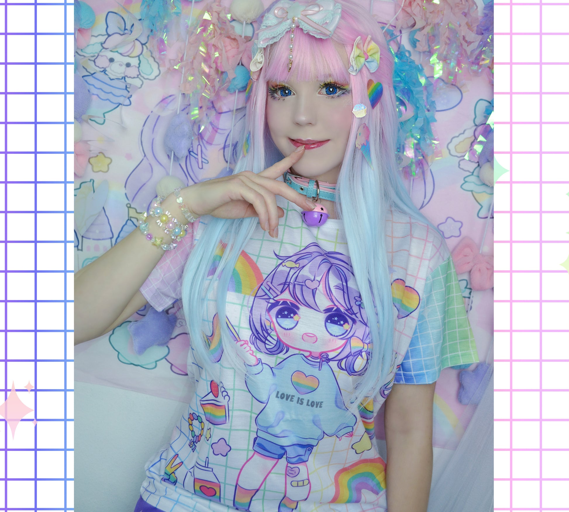 Young girl wearing a Kawaii love is love t-shirt 