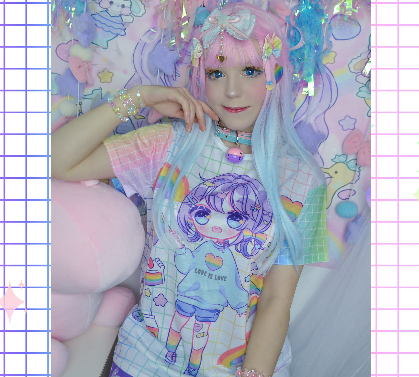 Young girl wearing a Kawaii love is love t-shirt 