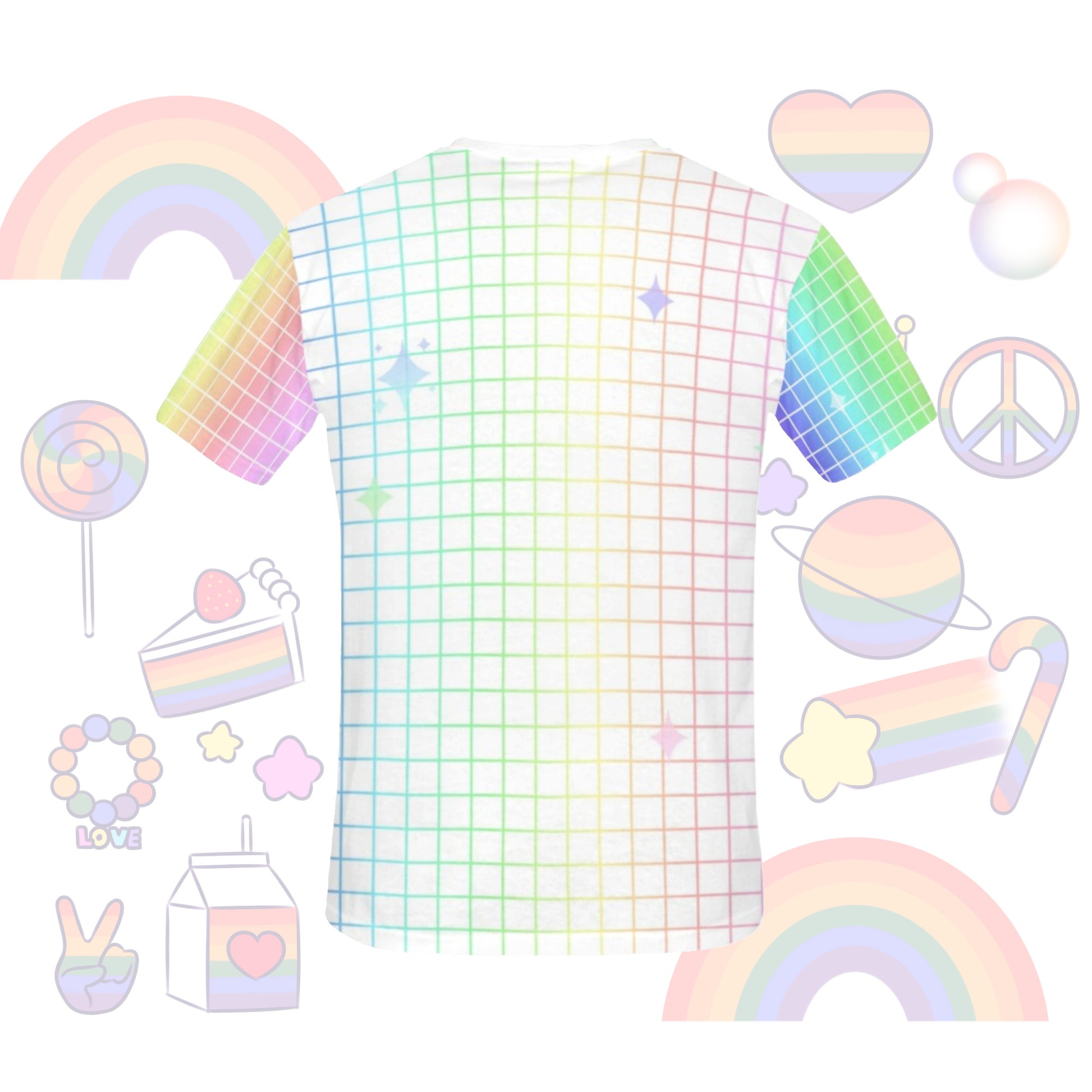 LGBT kawaii pride love is love on patterned background.