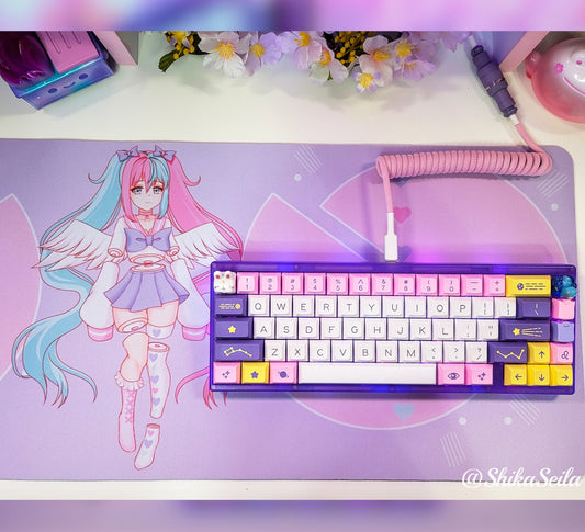 Cute and colorful desk mat perfect for kawaii-themed workspaces or gaming setups