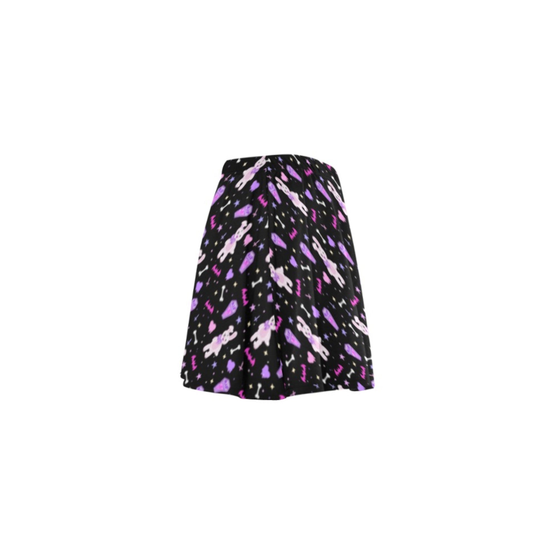 Pastel Goth Yami Kawaii Bunny Skater Skirt displayed on a white background