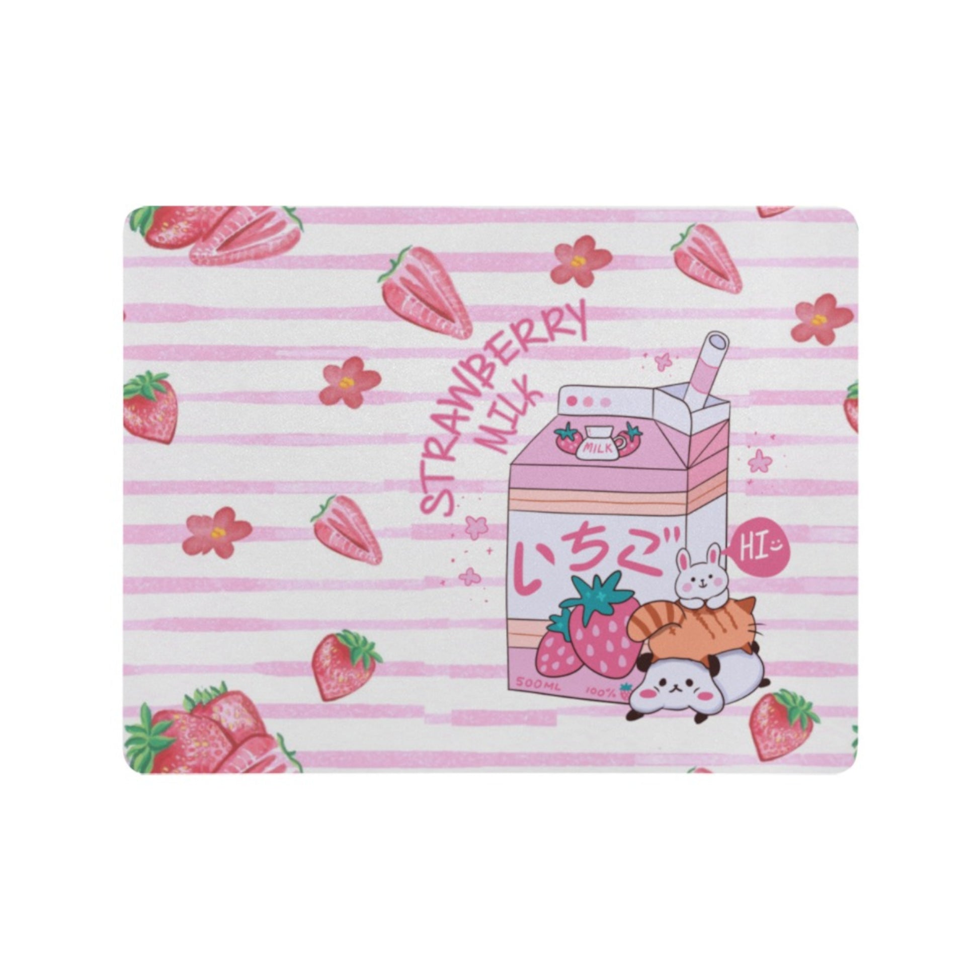 Pastel kawaii desk mat with charming motifs and cozy aesthetic