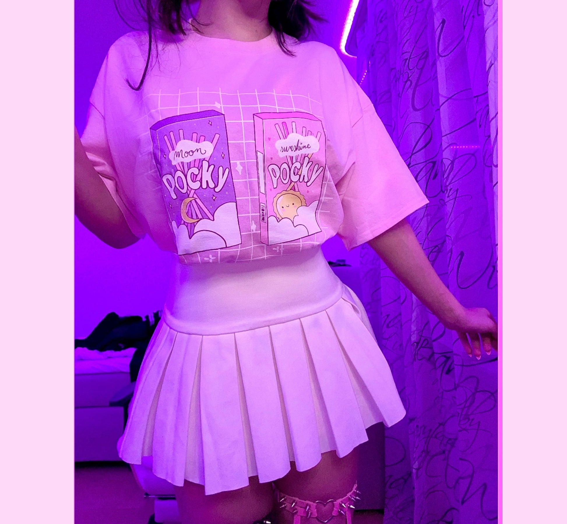 Youthful model wearing a cute kawaii t-shirt