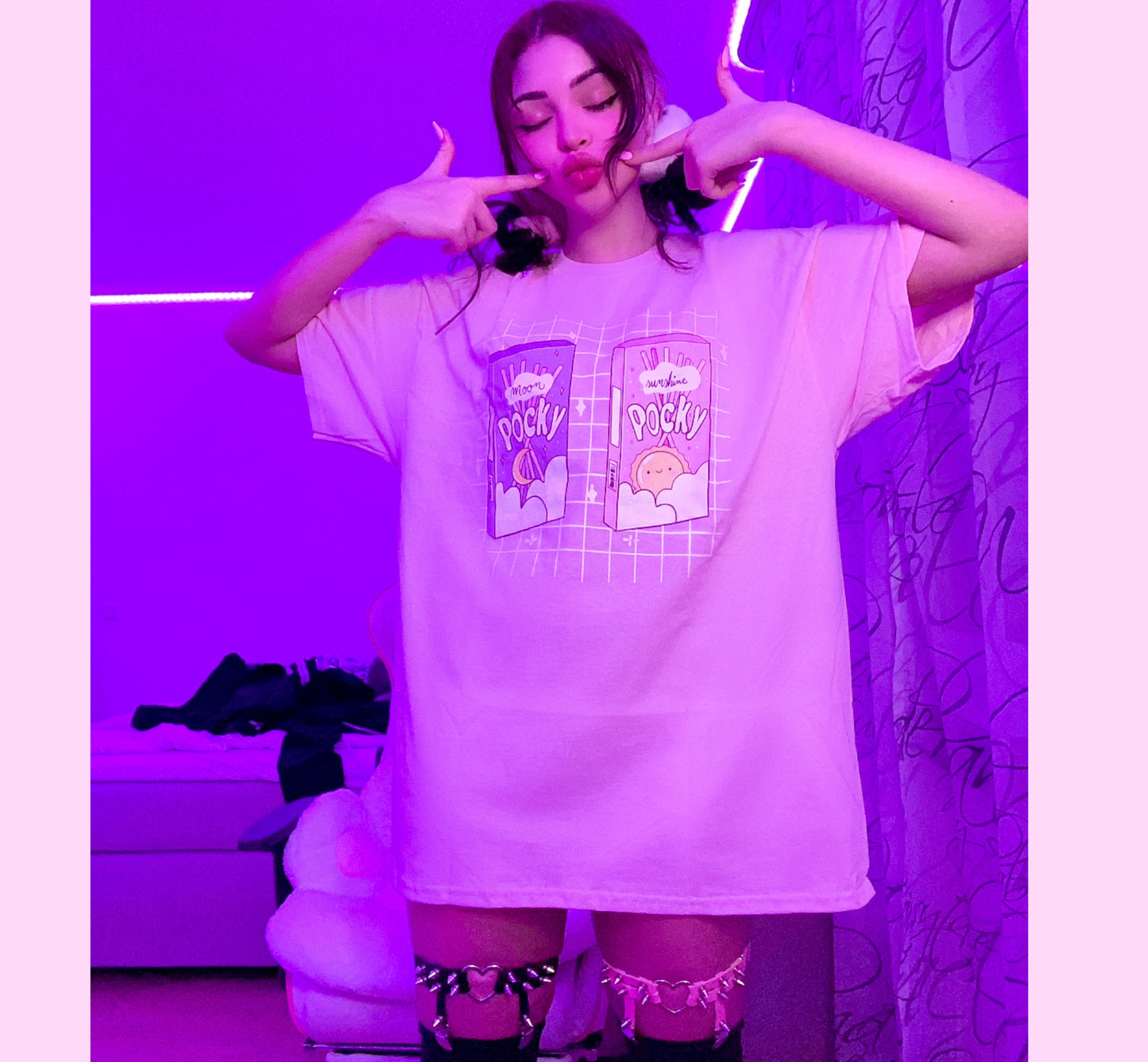 Youthful model wearing a cute kawaii t-shirt