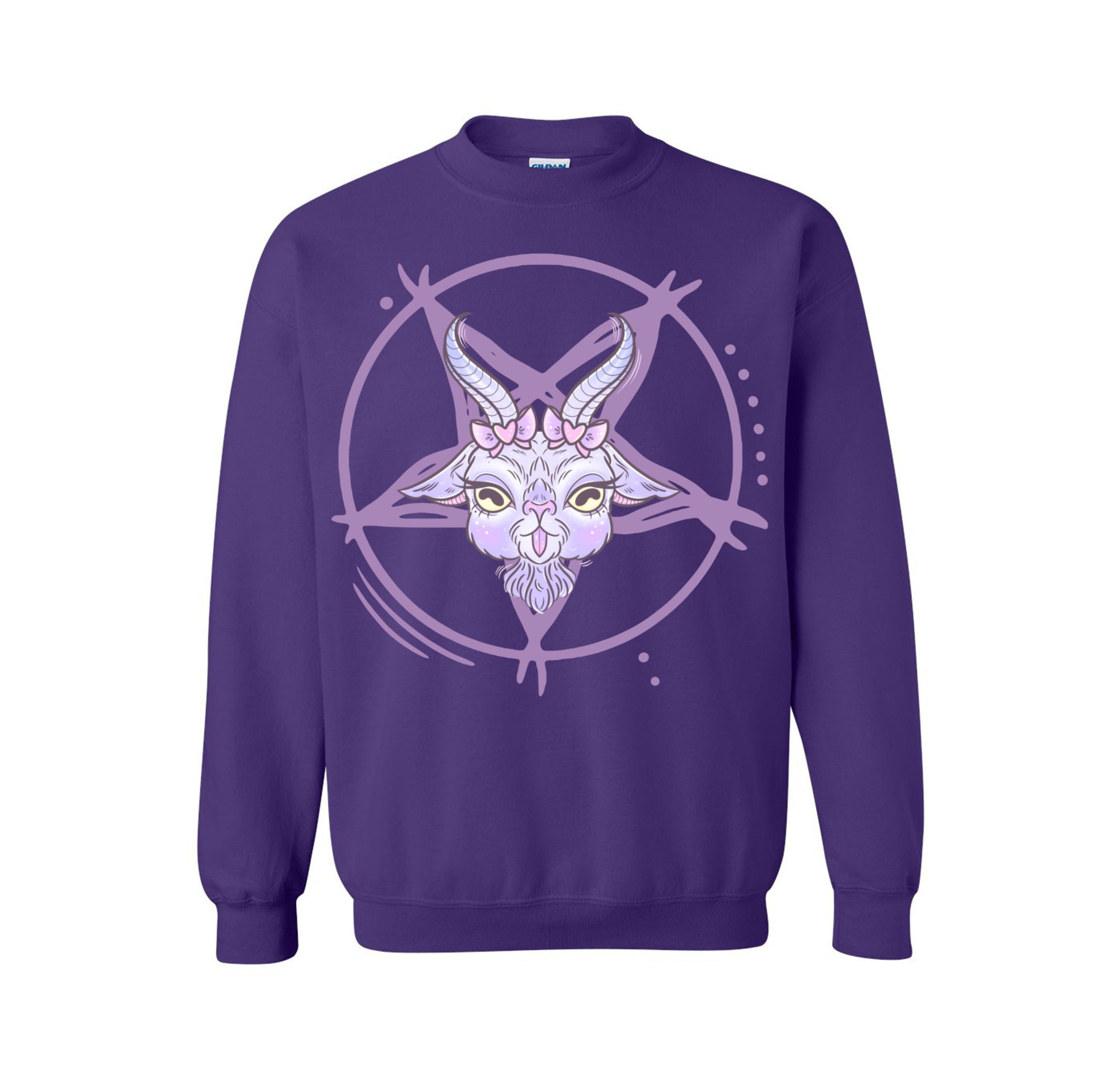 purple pastel goth sweatshirt displayed on clean white background