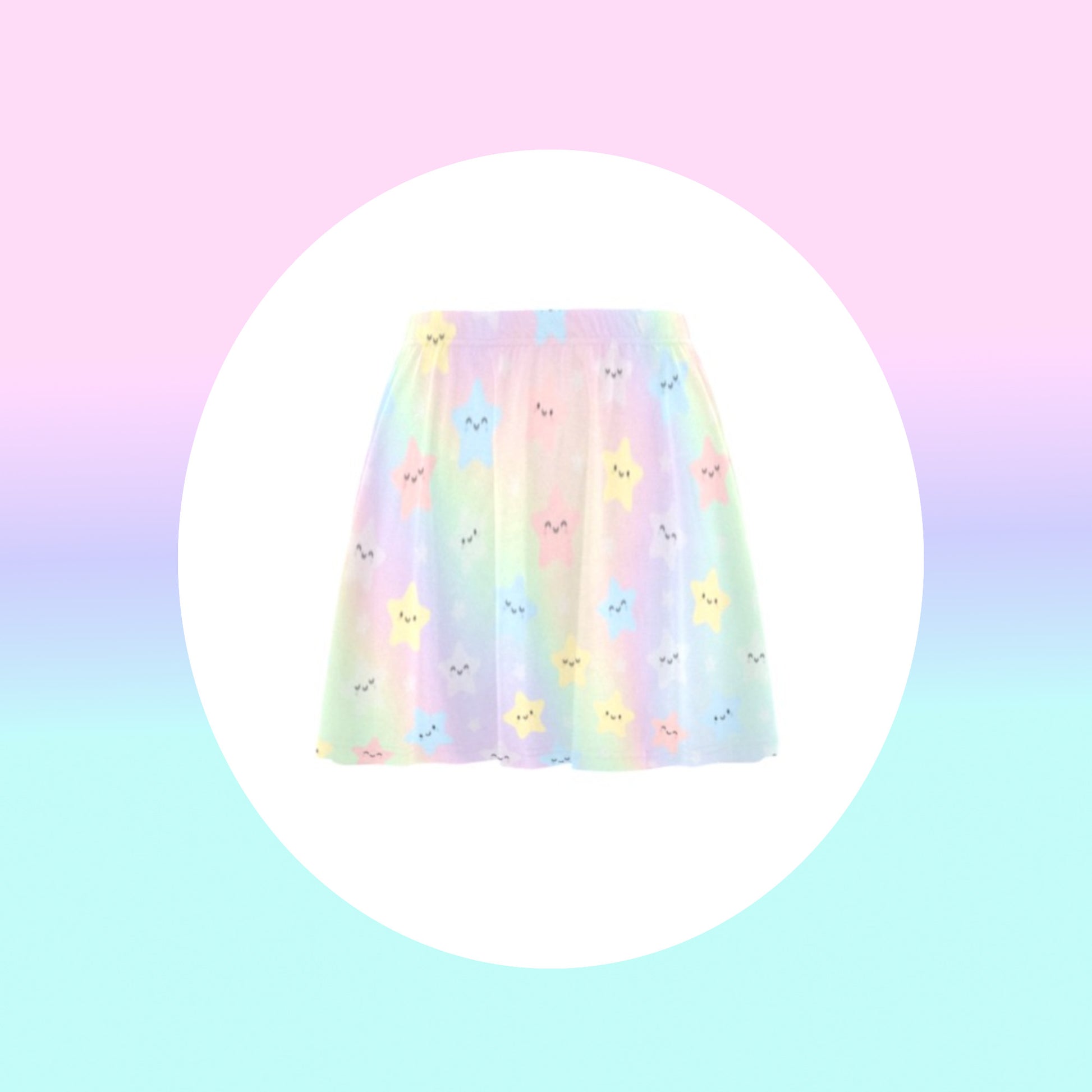 pastel kawaii  skirt displayed on e coloured background.