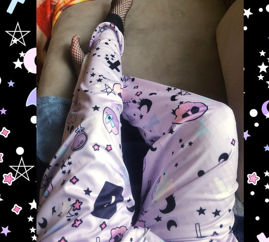 Youth model wearing Yami Kawaii Pastel goth Purple Unisex Joggers