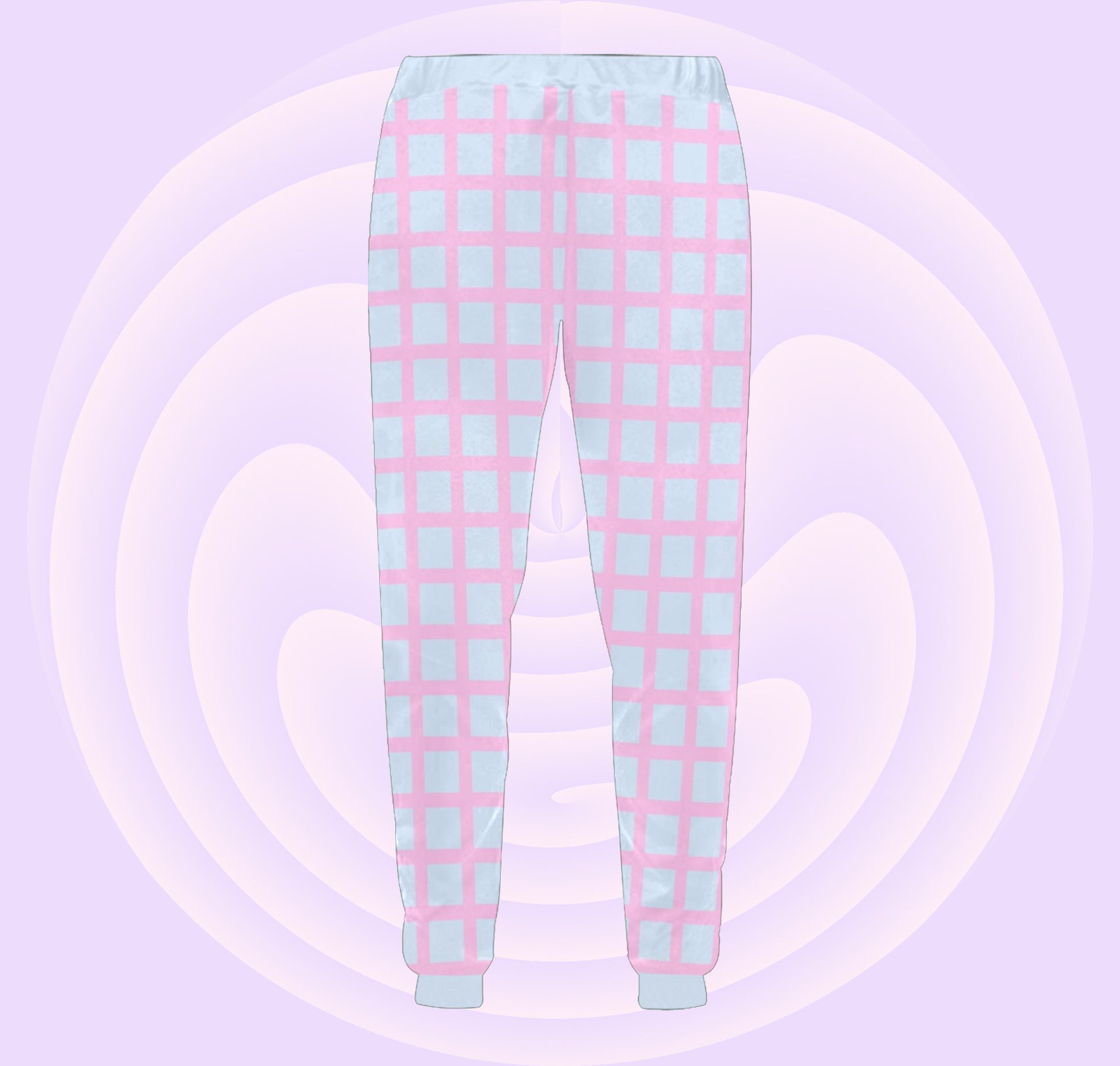 Yume Kawaii Checkered  Pastel Unisex Jogger Pants displayed on pastel background.