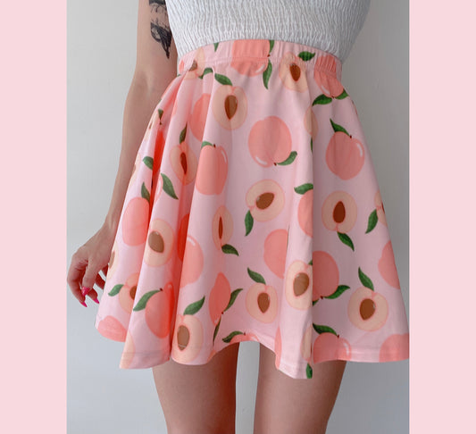Young girl wearing a pastel kawaii skirt with a cute print