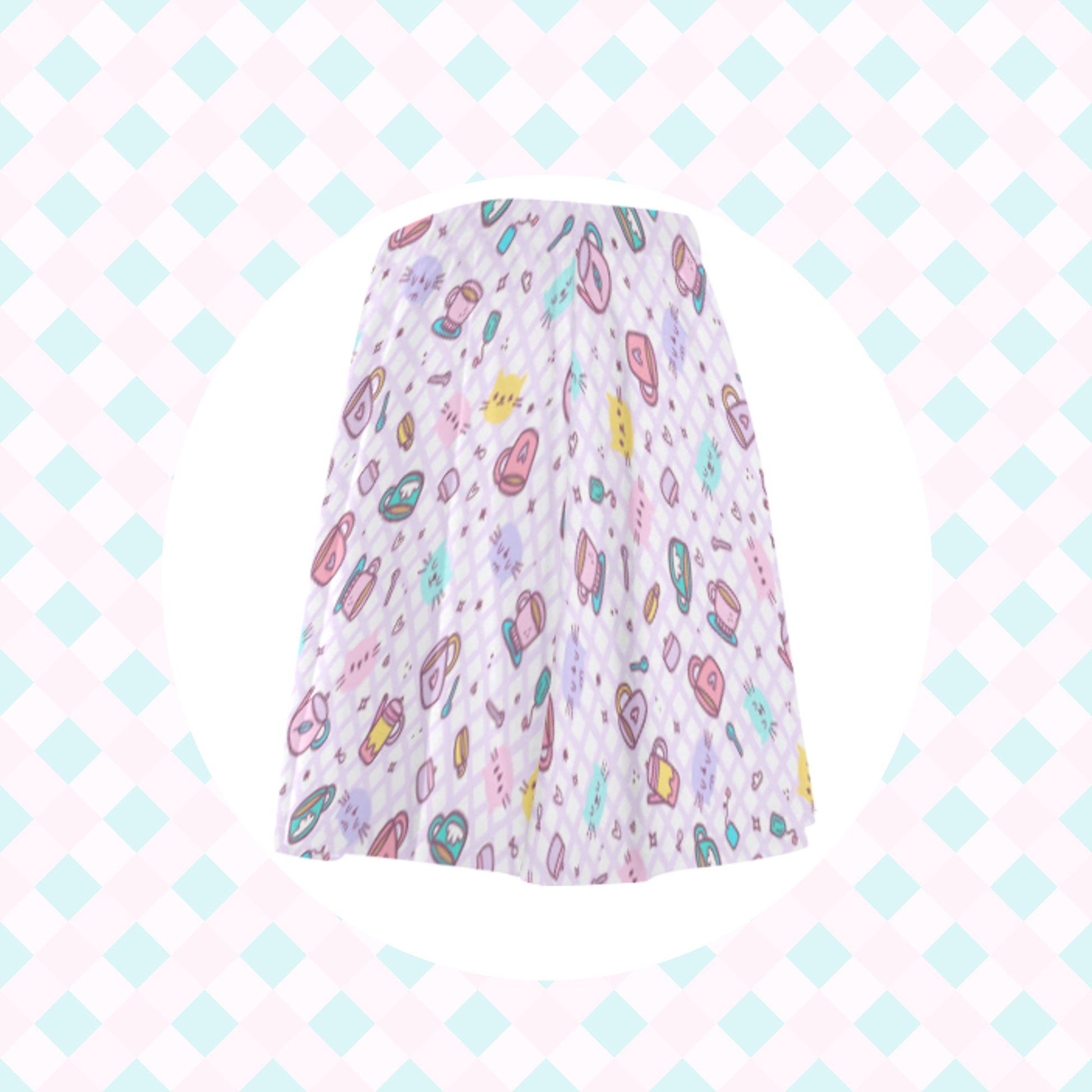 pastel  yume kawaii skater skirt displayed on clean  background.