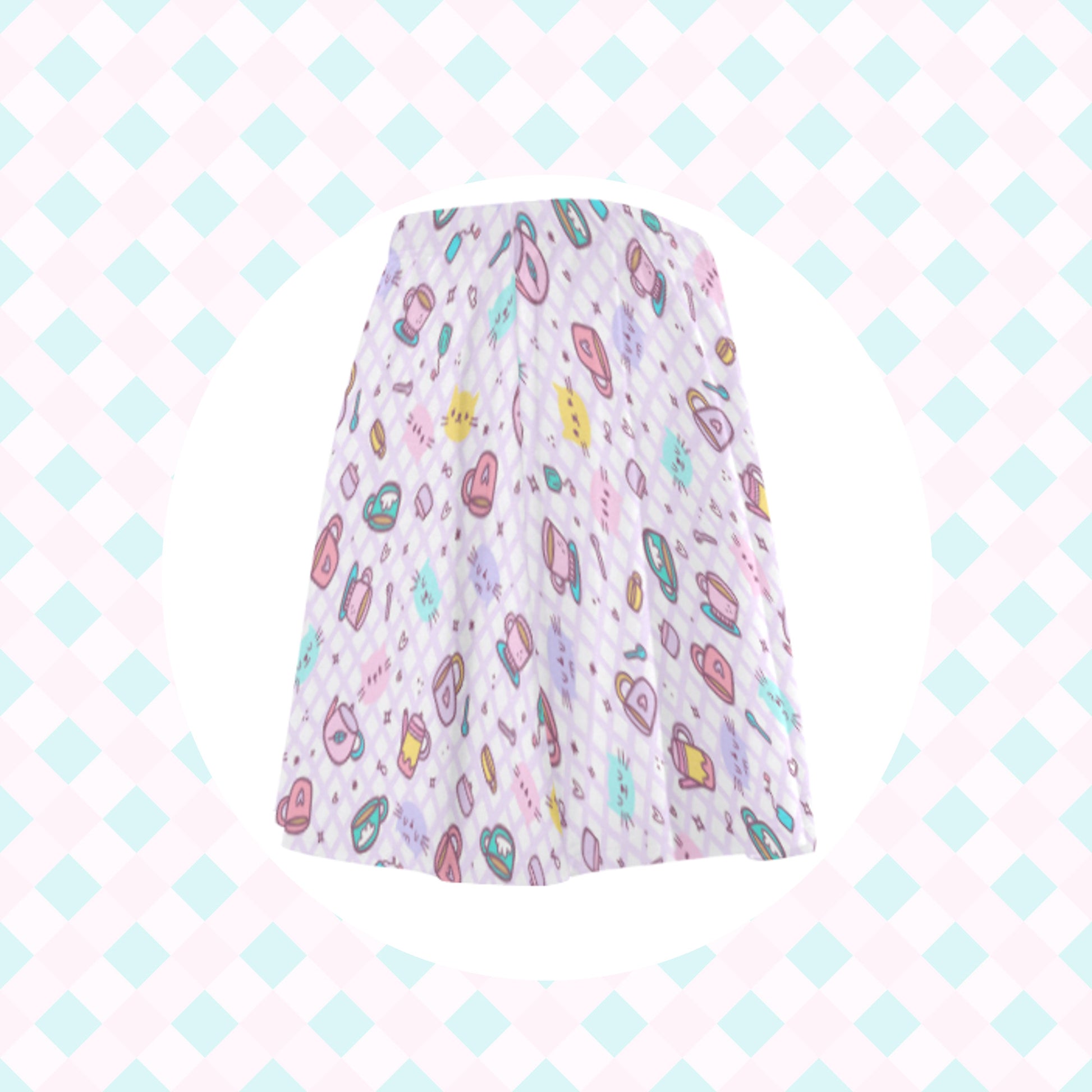 pastel  yume kawaii skater skirt displayed on clean  background.
