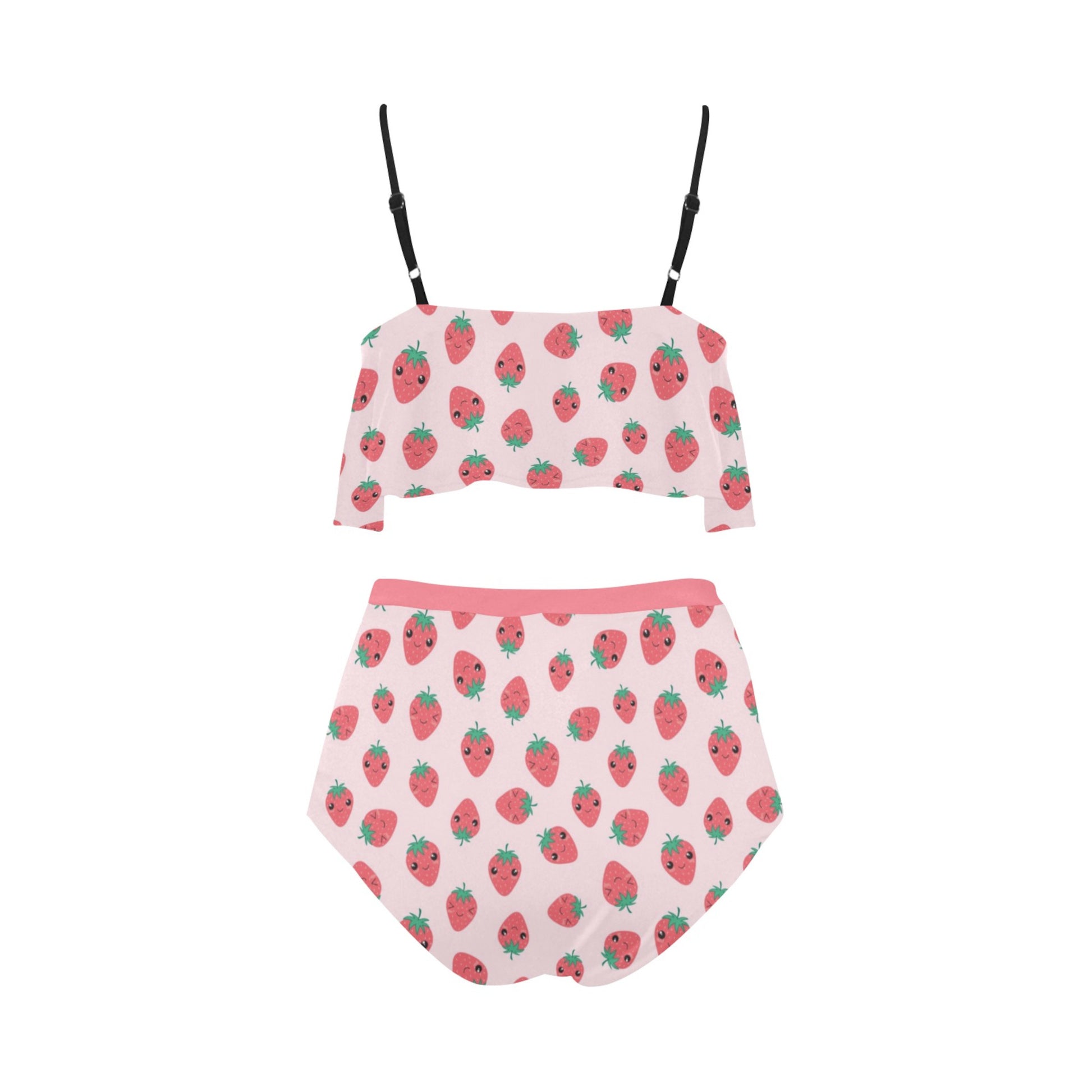 Yume Kawaii Strawberry High Waisted Flounce Bikini Set displayed on a clean background