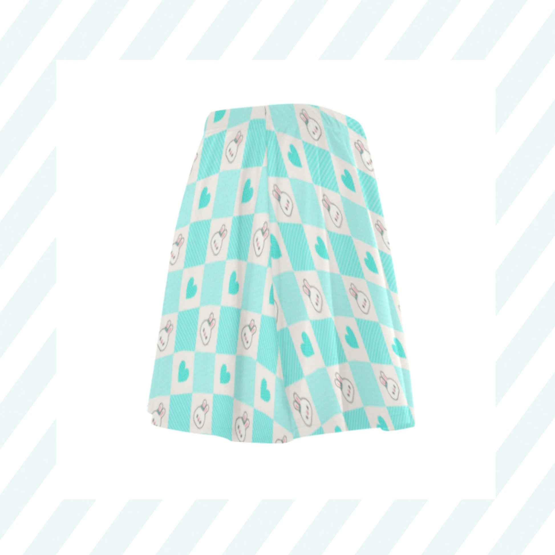 blue pastel kawaii bunny skirt displayed on clean white background