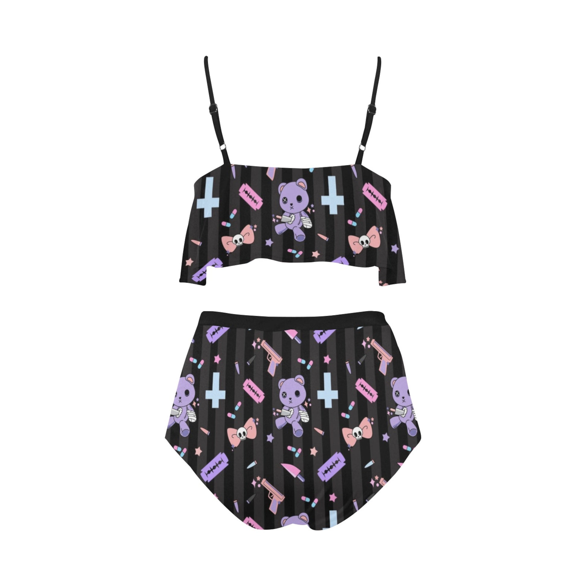 Yume Kawaii sick founce High Waisted Flounce Bikini Set on clean background