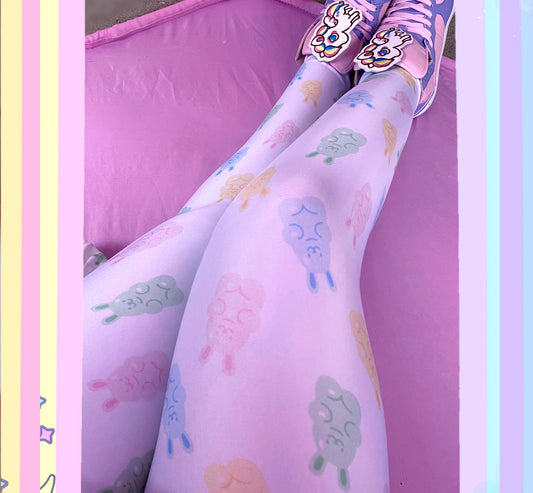 Model wearing Yume kawaii Fairy Kei Bunny leggings