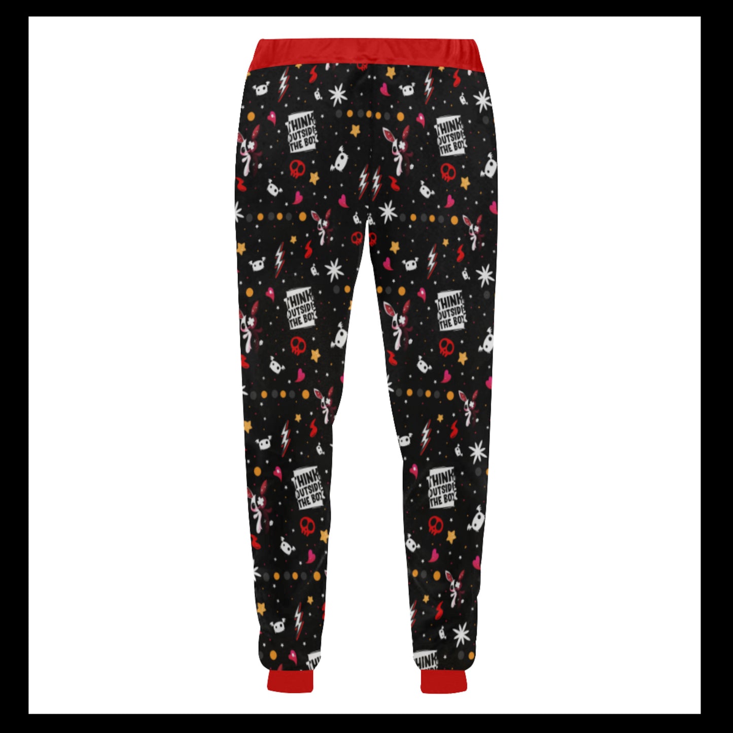 demon pant Yami Kawaii Black Red joggers displayed on clean white background.