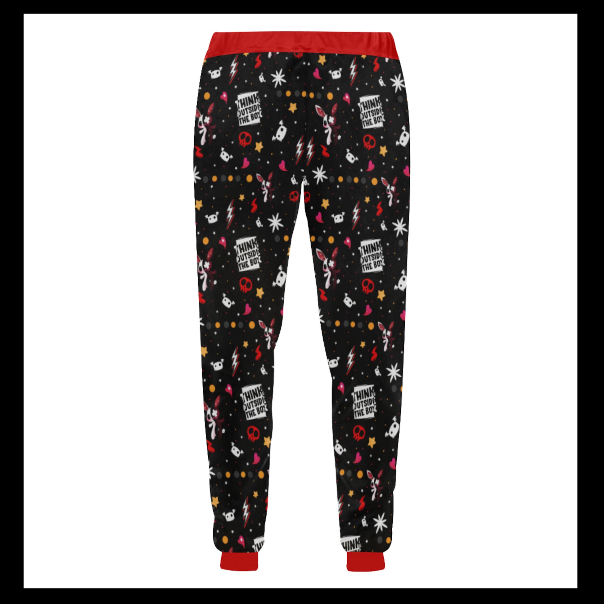 demon pant Yami Kawaii Black Red joggers displayed on clean white background.