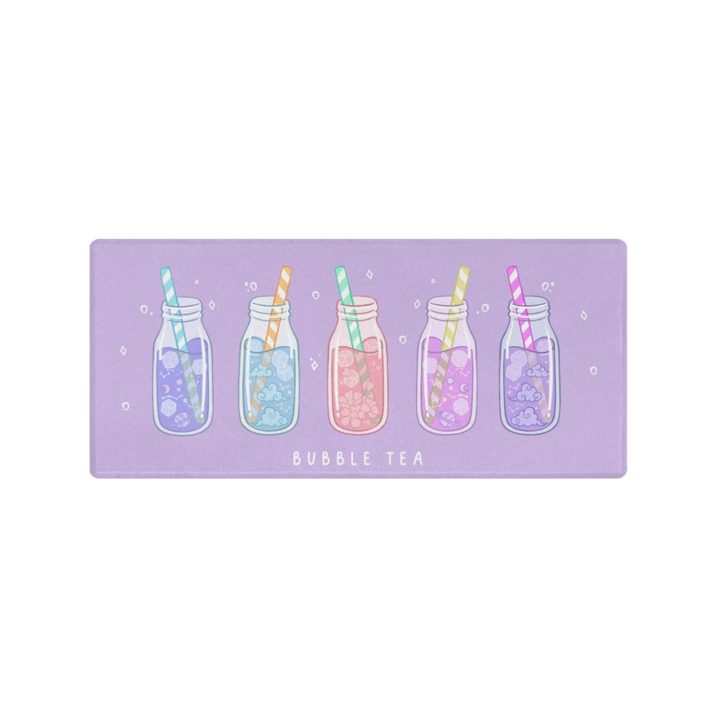 Pastel kawaii desk mat with charming motifs and cozy aesthetic