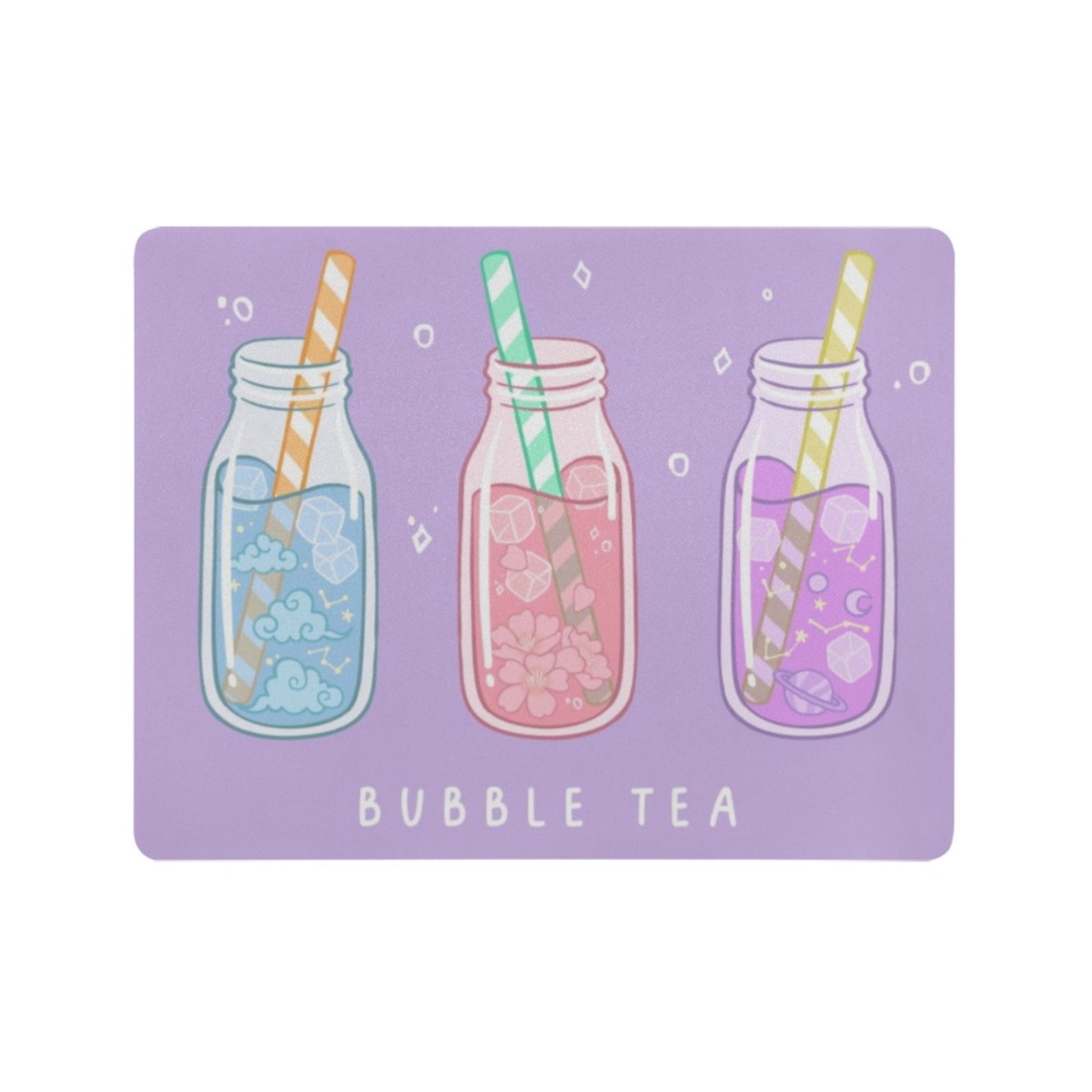Pastel kawaii desk mat with charming motifs and cozy aesthetic