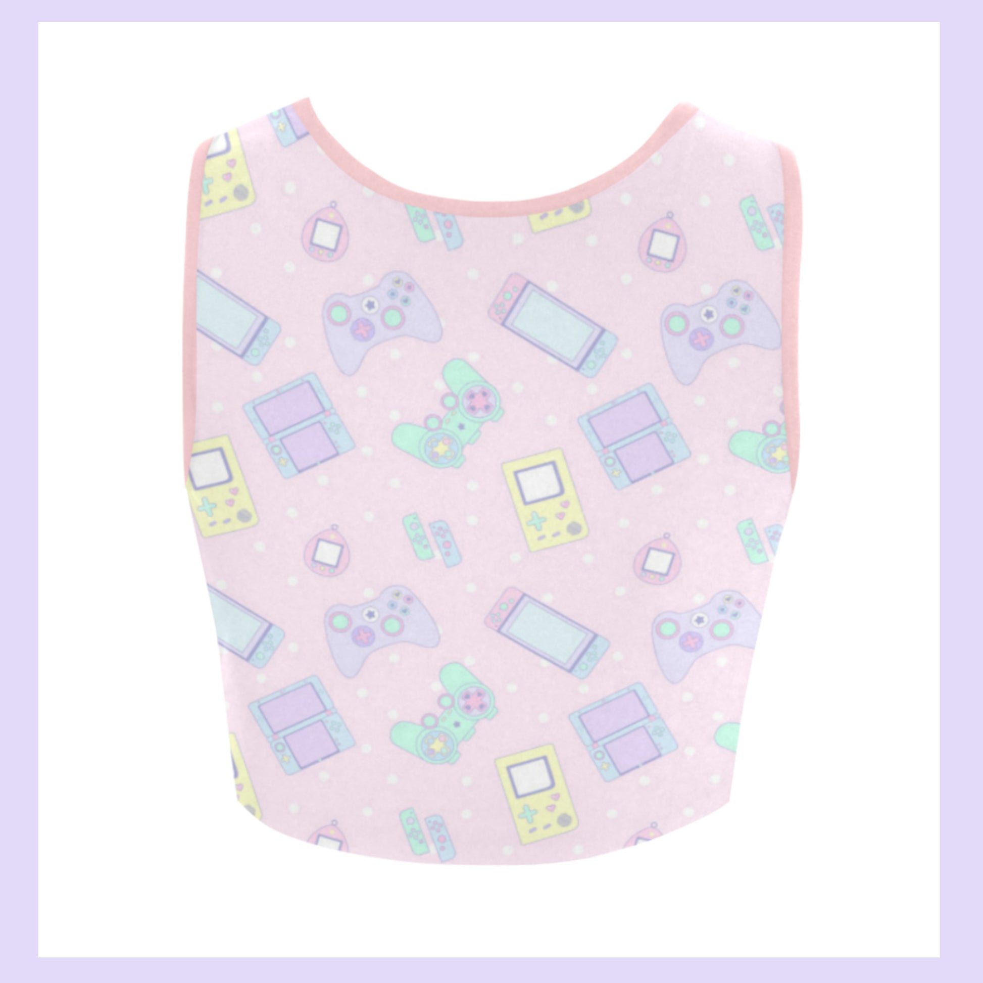 Pink pastel kawaii crop top displayed on clean white background
