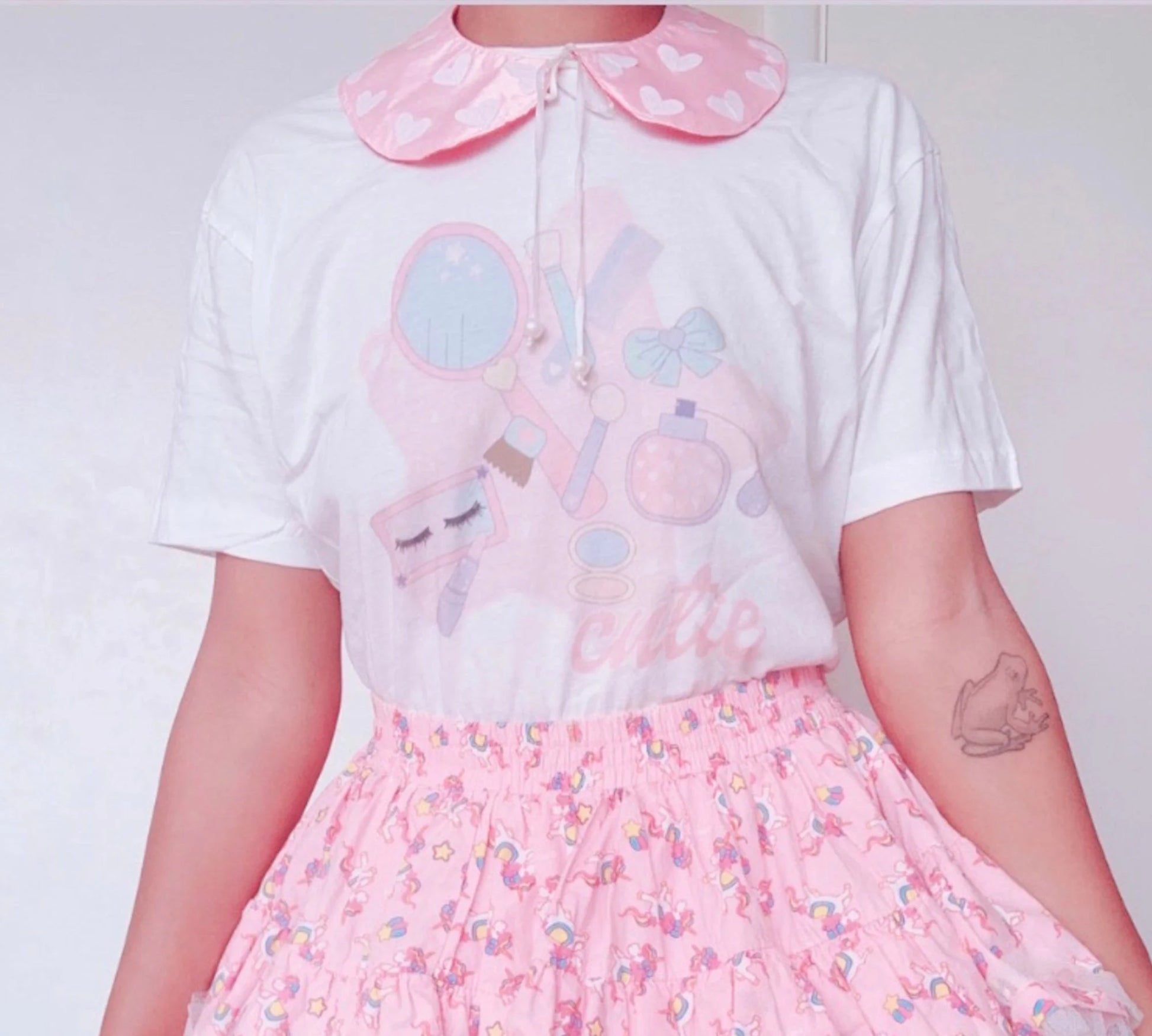 Youthful model wearing a cute kawaii t-shirt 