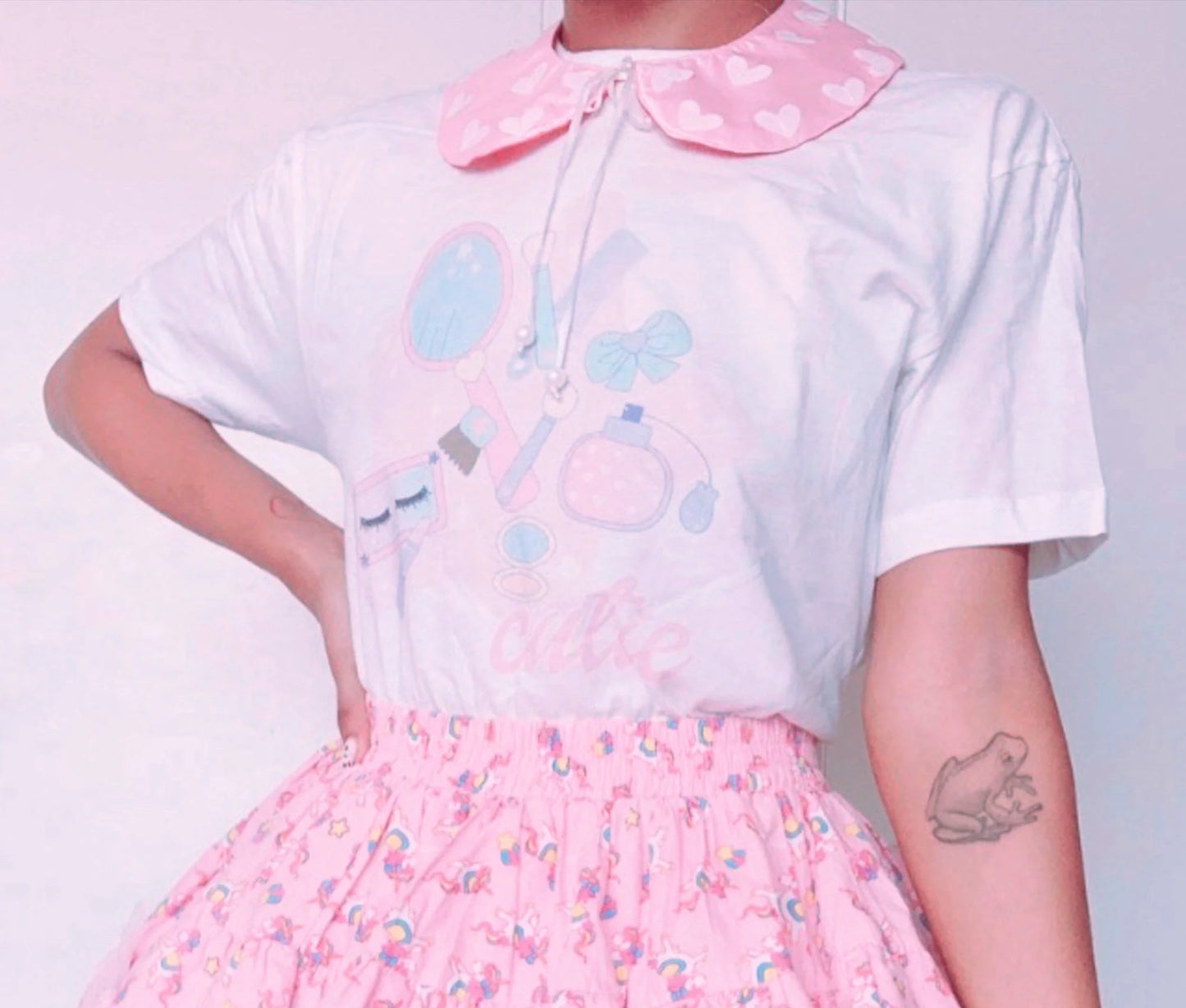 Youthful model wearing a cute kawaii t-shirt 