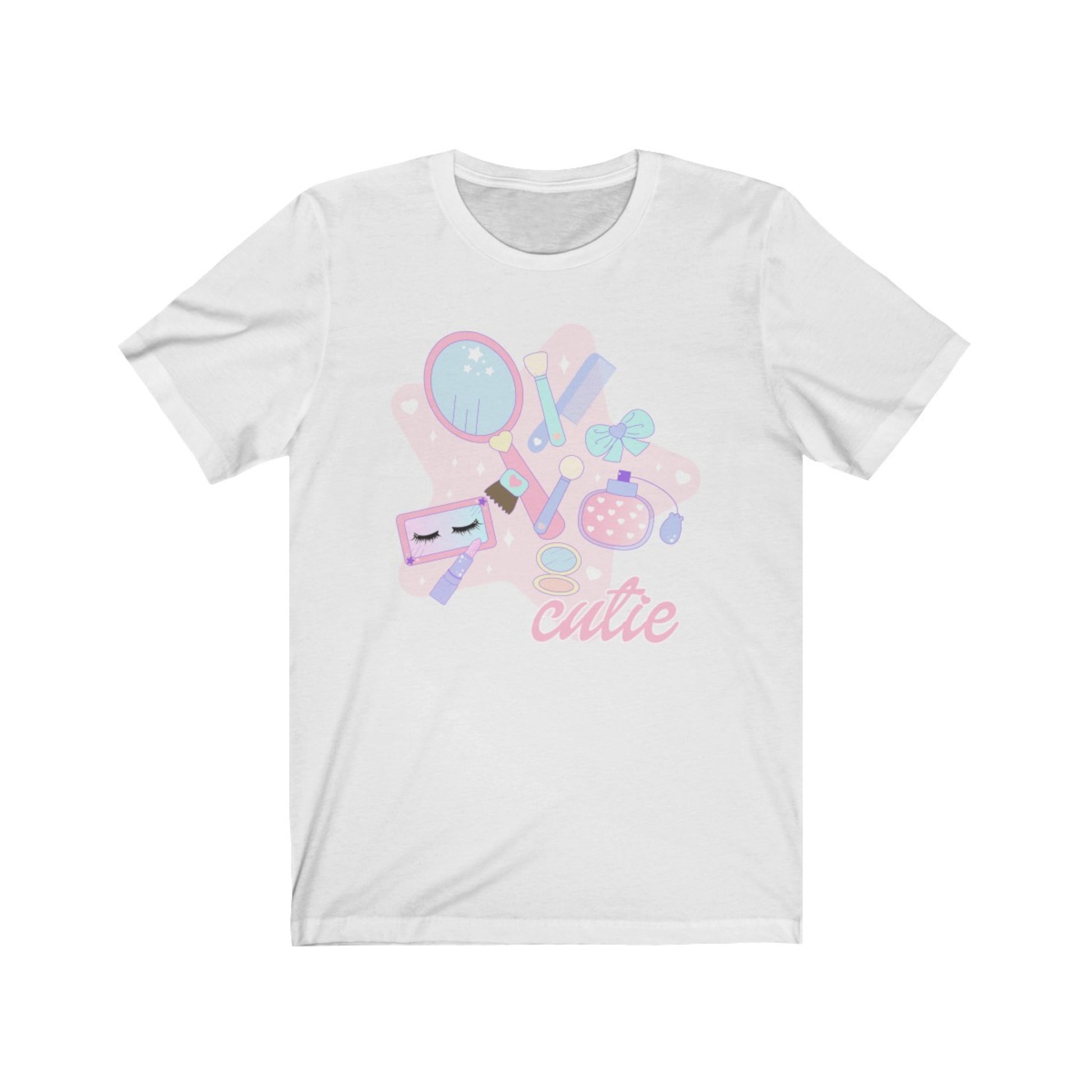 white pastel kawaii t-shirt displayed on clean white background.