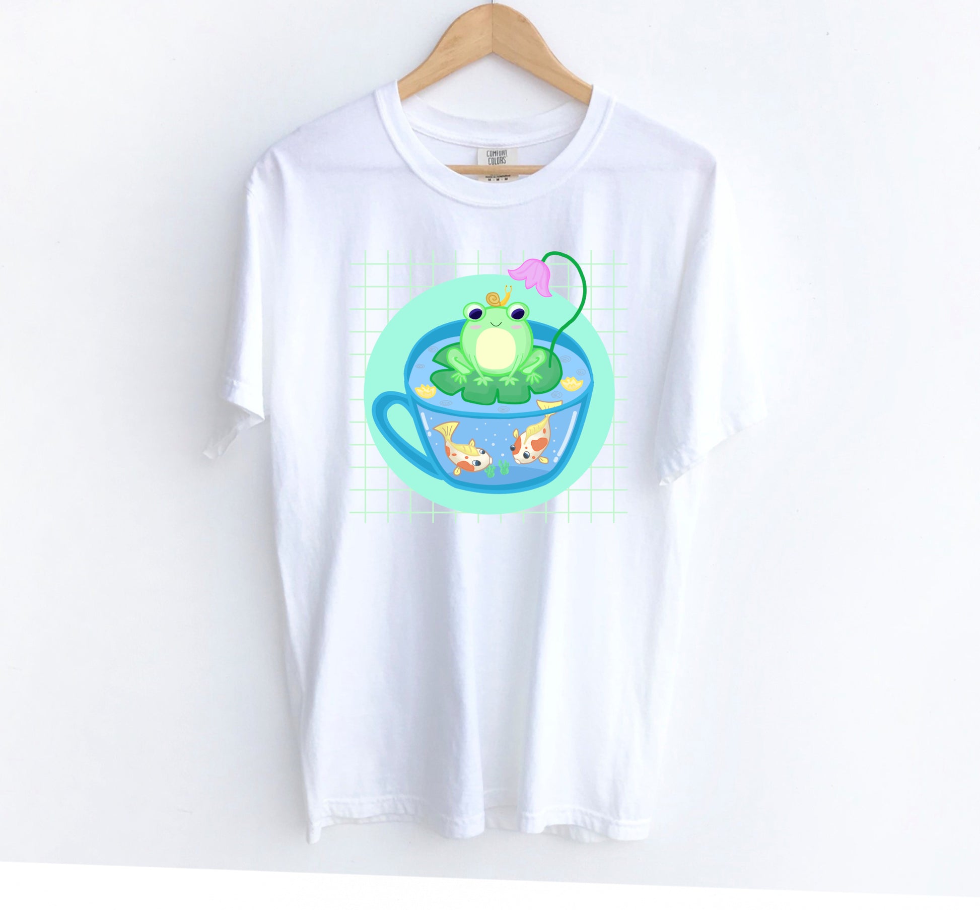 White Frog kawaii t-shirt displayed on clean white background.