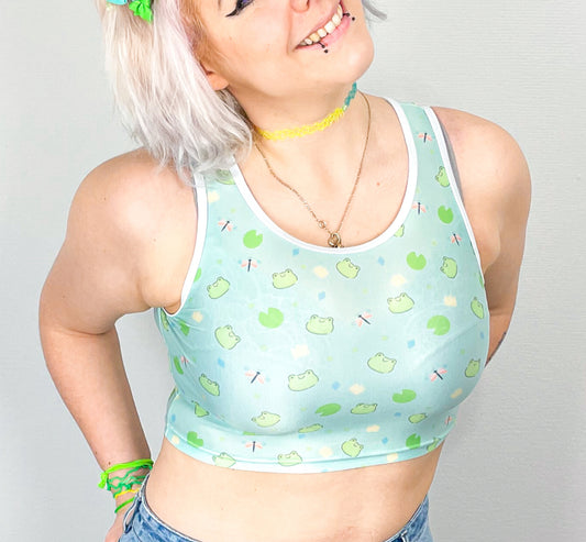 Happy girl dressed  in pastel kawaii crop top
