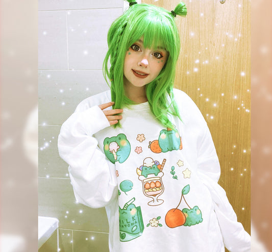 Pastel Yume Kawaii Frog Sweatshirt Yume Kawaii Meets Fairy Kei Fashion 406S
