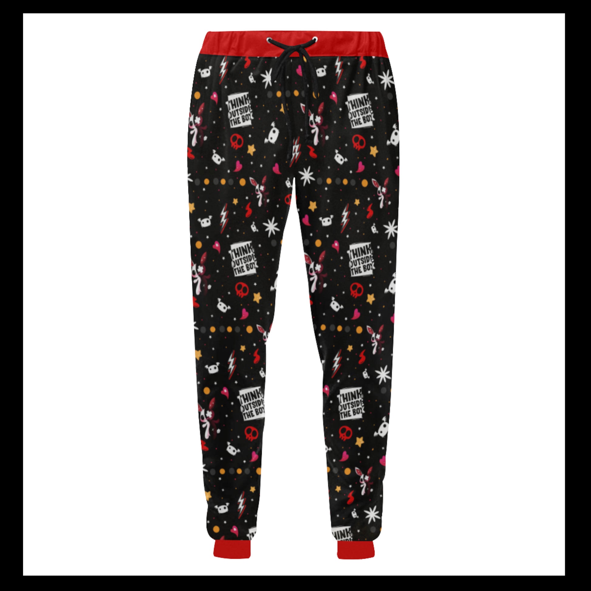 demon pant Yami Kawaii Black Red joggers displayed on clean white background.