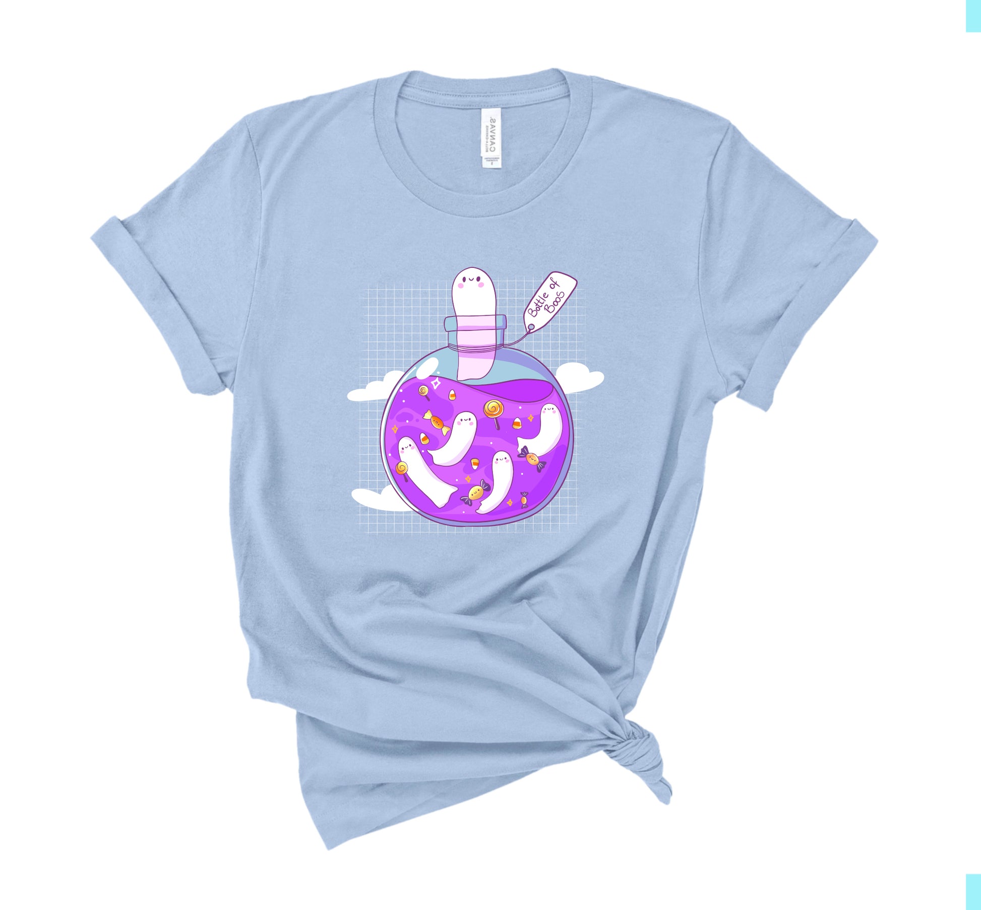 t-shirt with Halloween ghost design on a white background