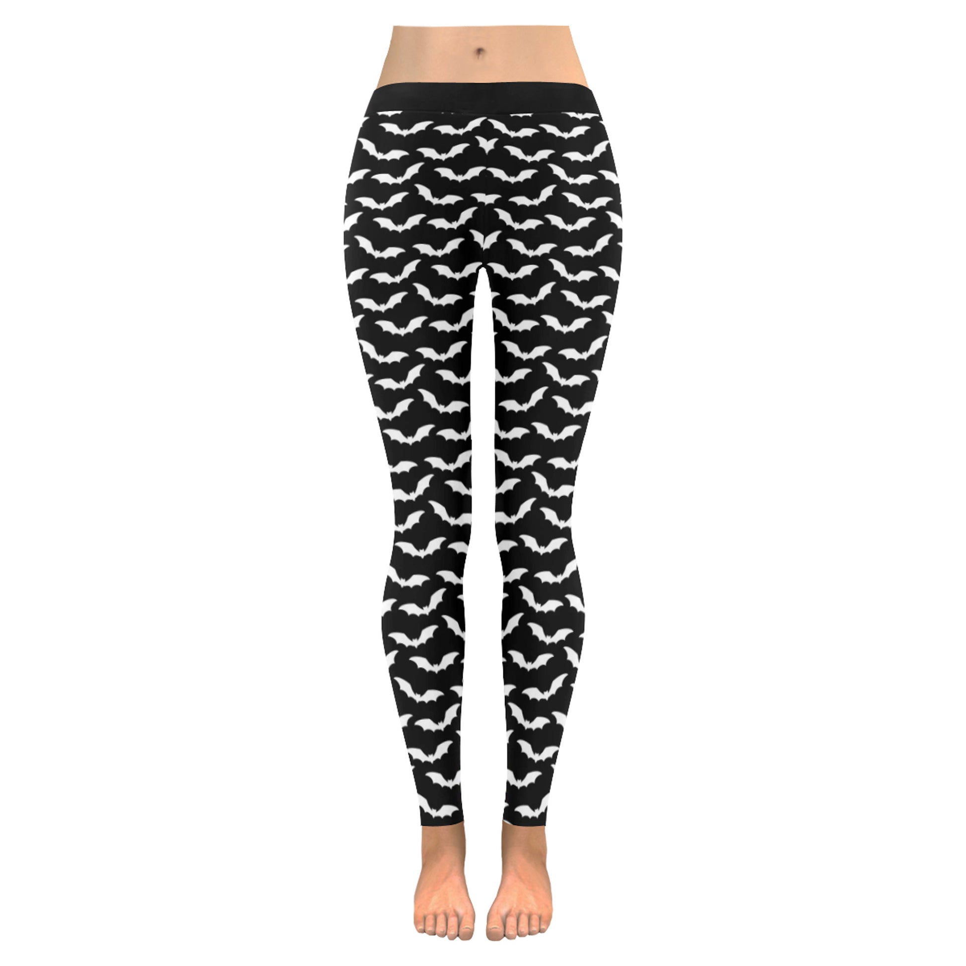 goth  leggings with bat print on white background