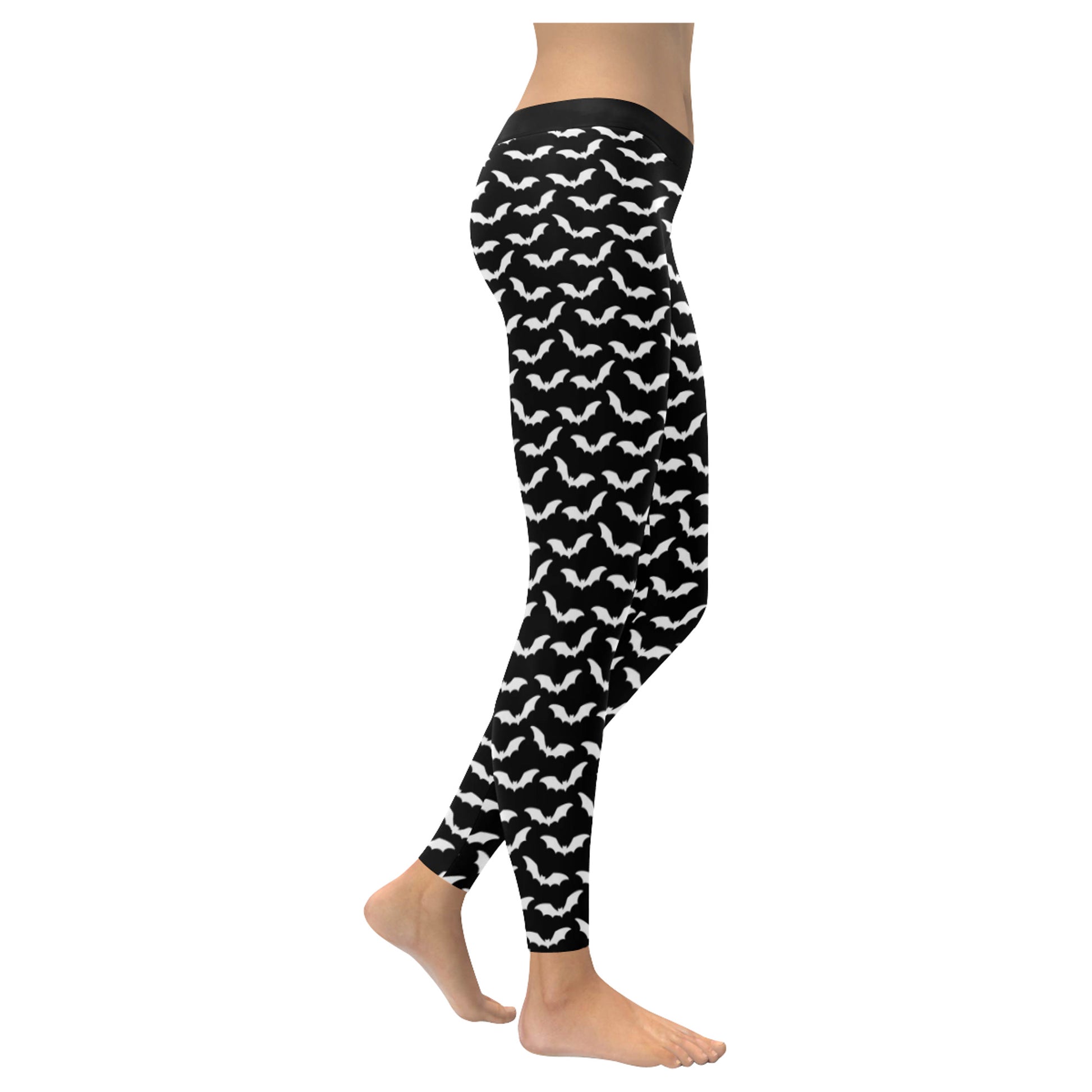goth  leggings with bat print on white background